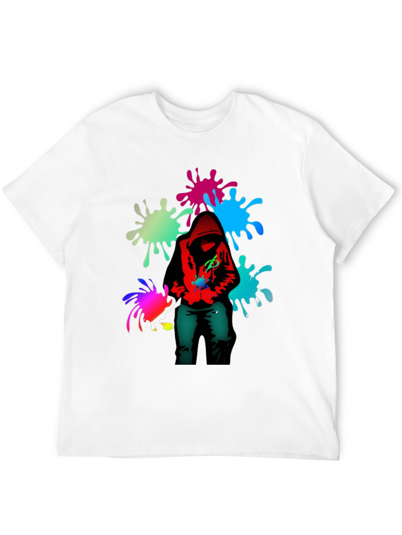 Hooded Graffiti Splatter T-Shirt - Edgy Street Style