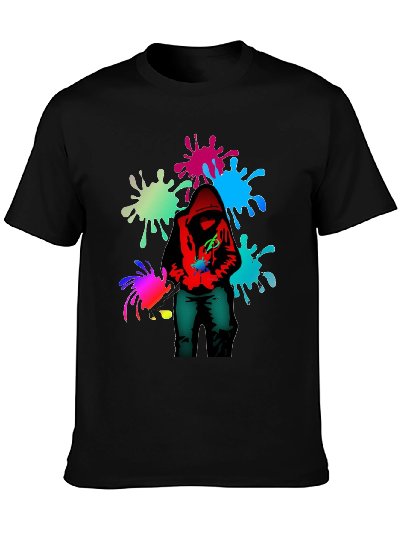 Hooded Graffiti Splatter T-Shirt - Edgy Street Style