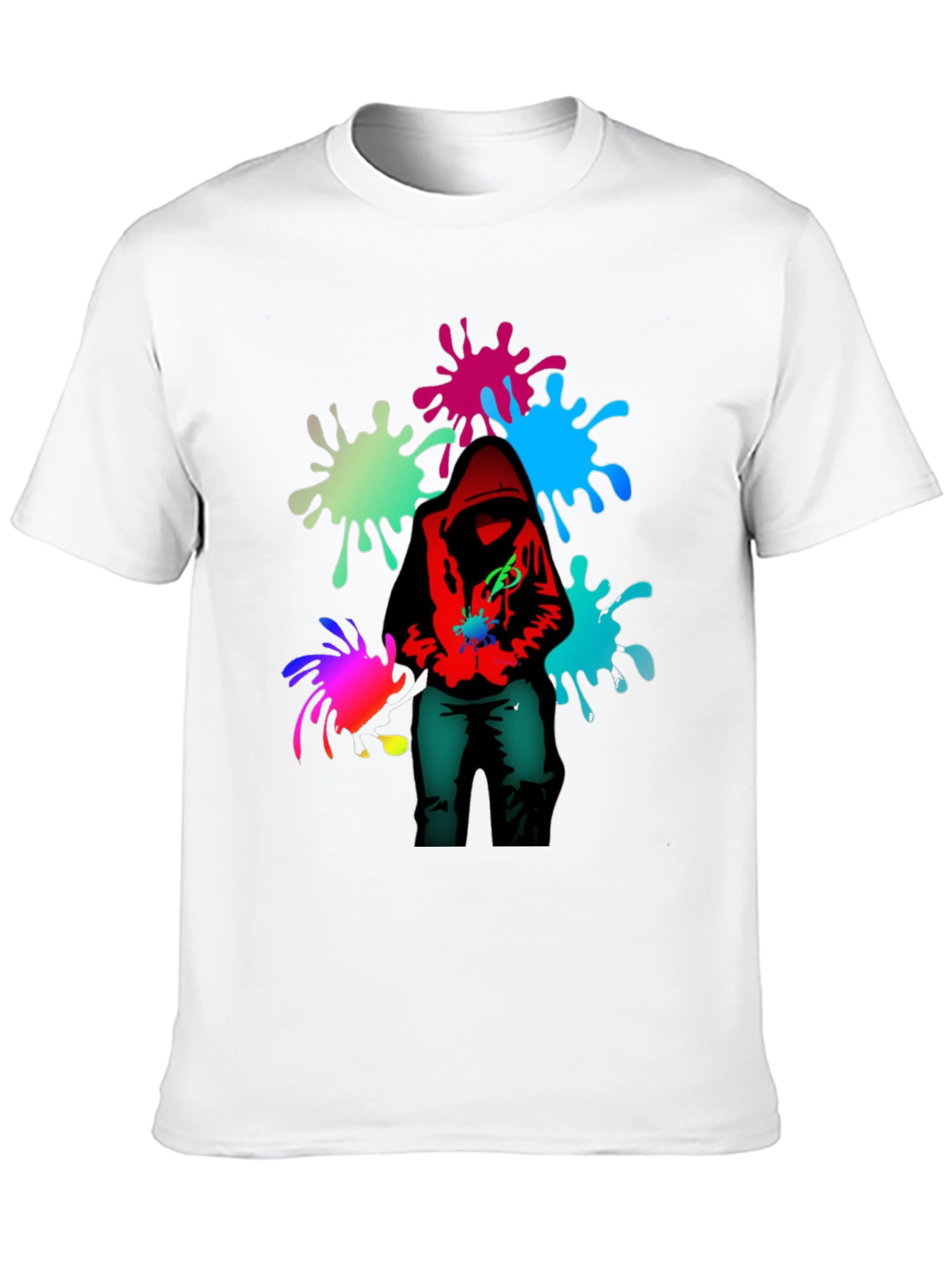 Hooded Graffiti Splatter T-Shirt - Edgy Street Style