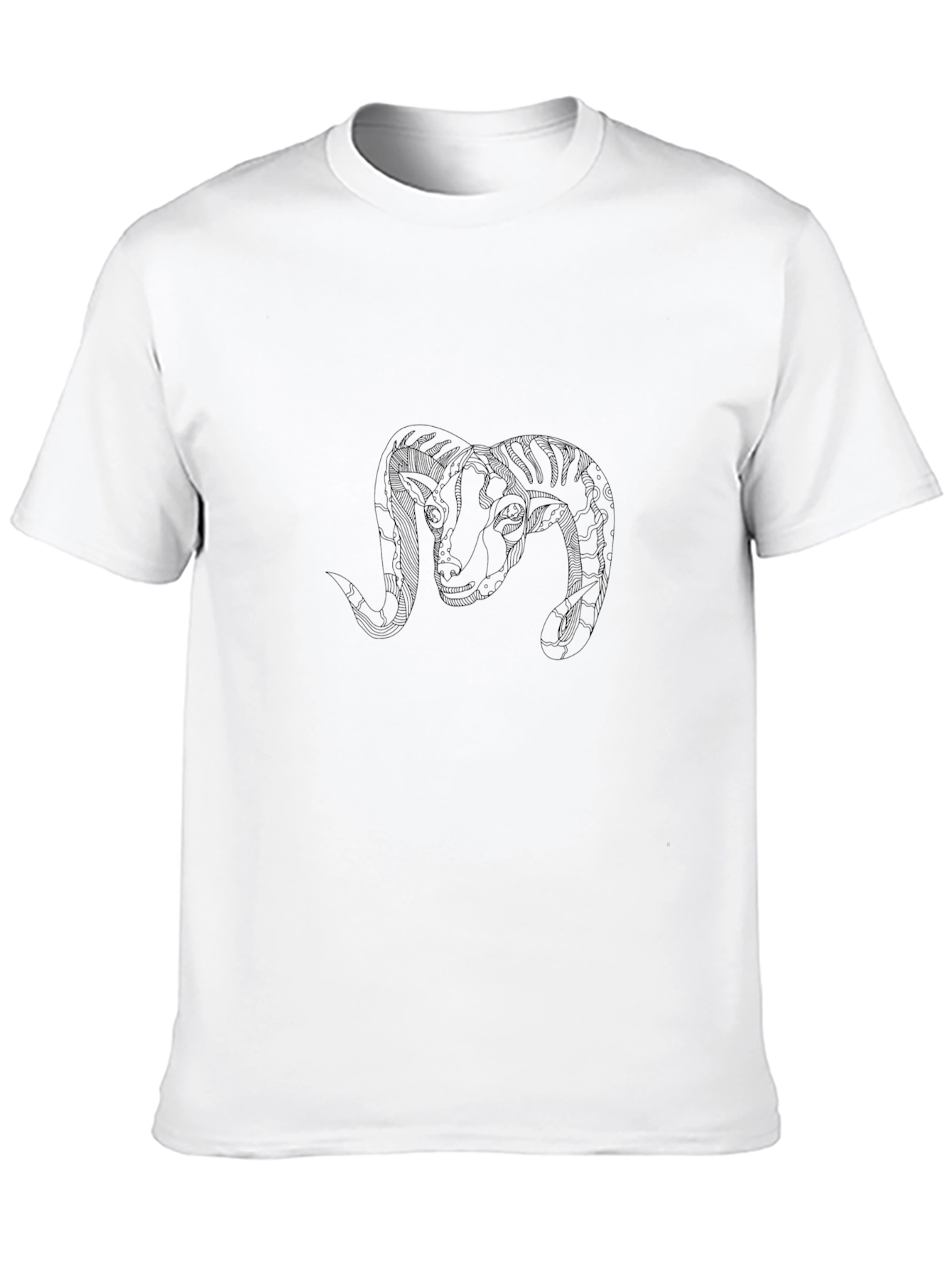 Stylish Black Ram Head Graphic T-Shirt