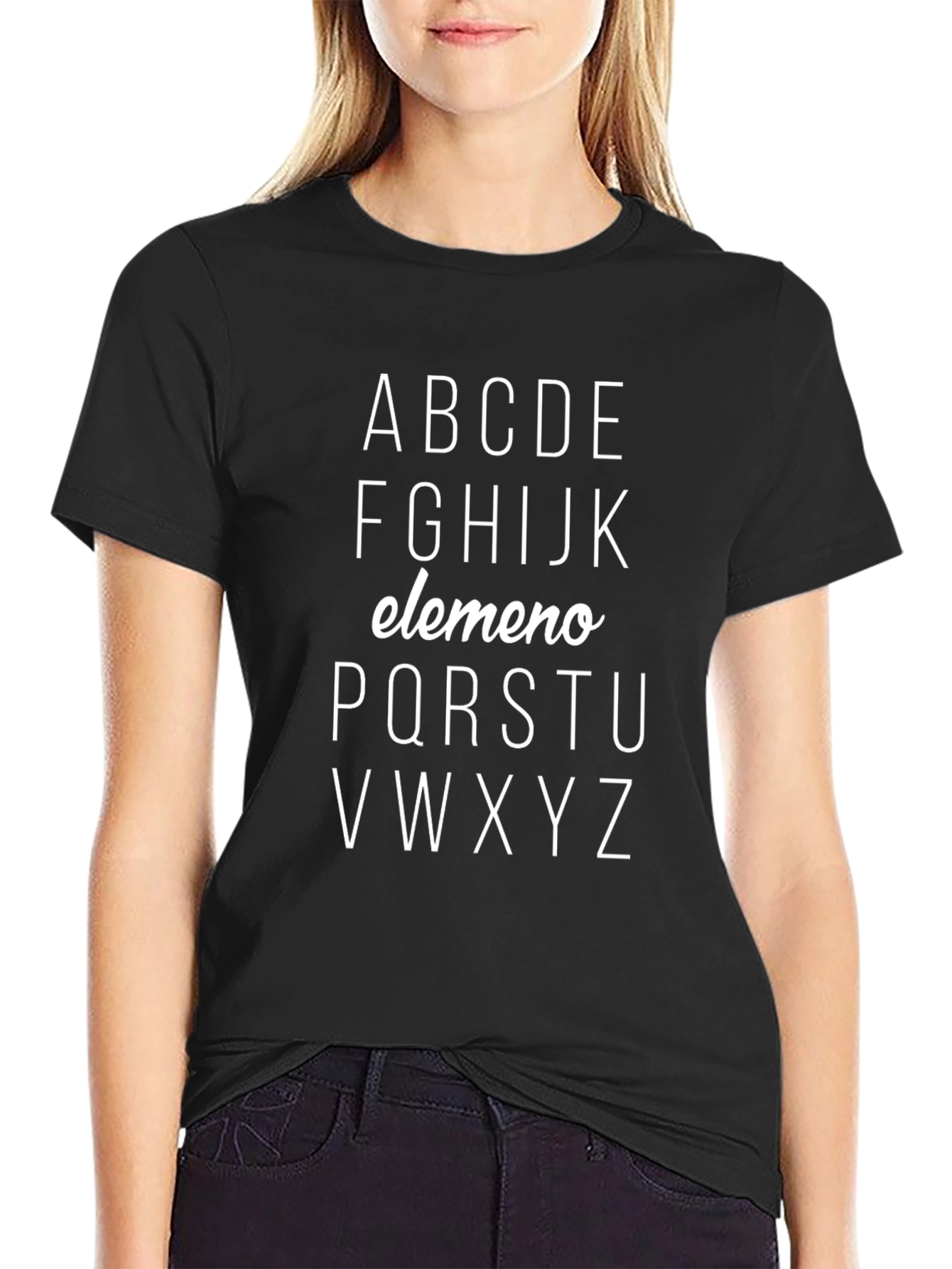 Alphabet ABC T-Shirt - Black Cotton Blend Tee