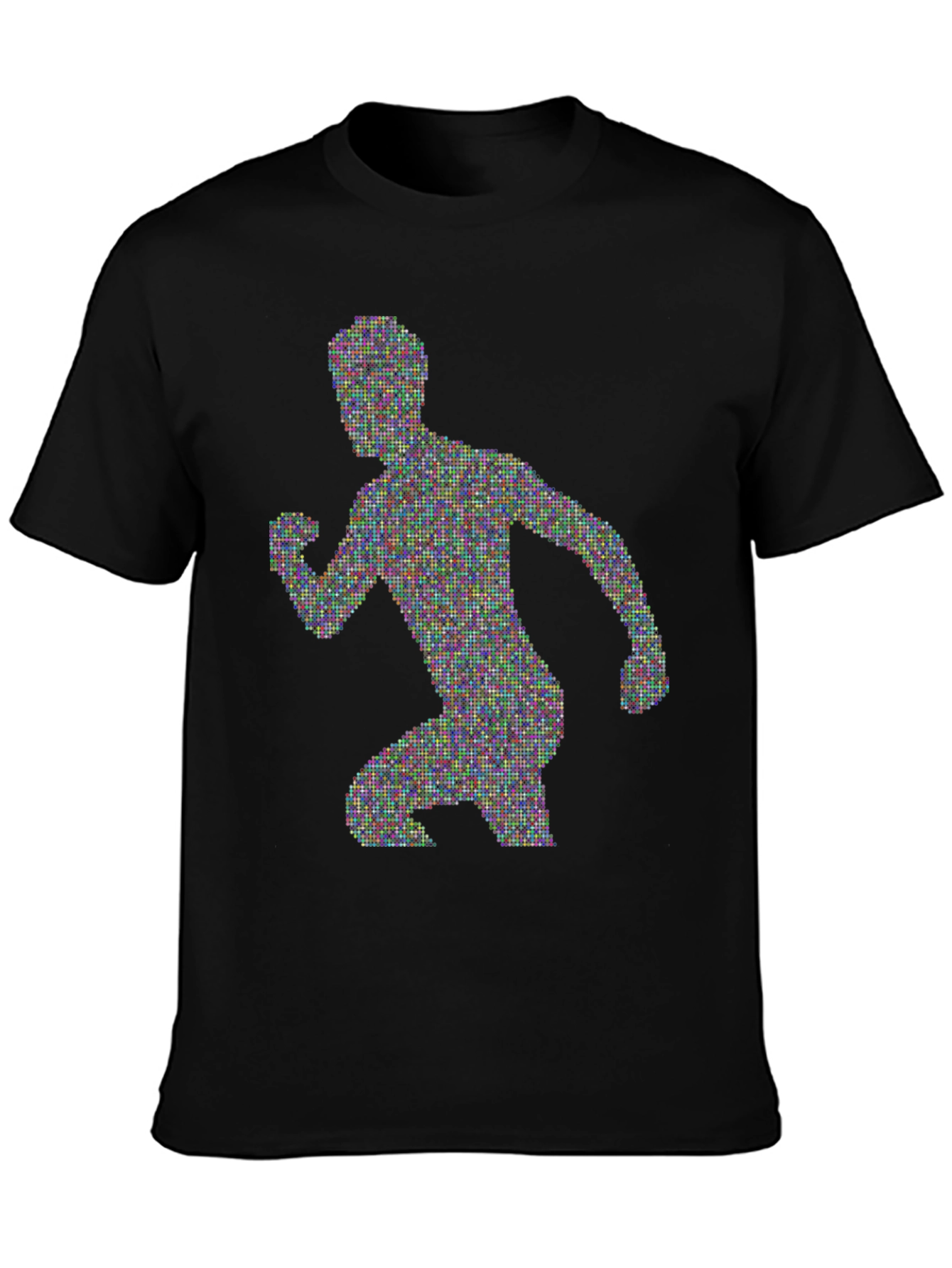 Pixelated Runner Graphic Tee - Black Cotton T-Shirt