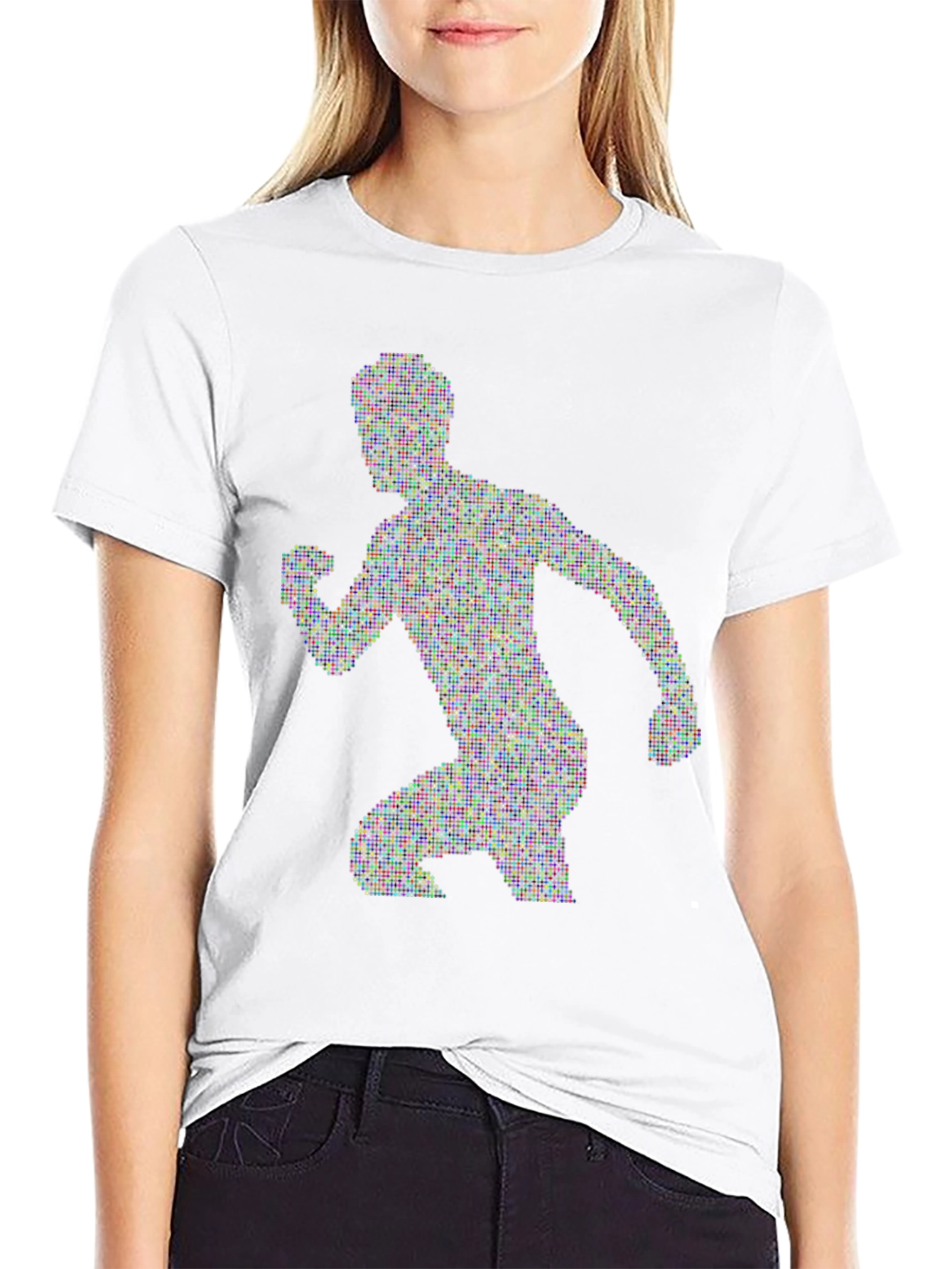 Pixelated Runner Graphic Tee - Black Cotton T-Shirt