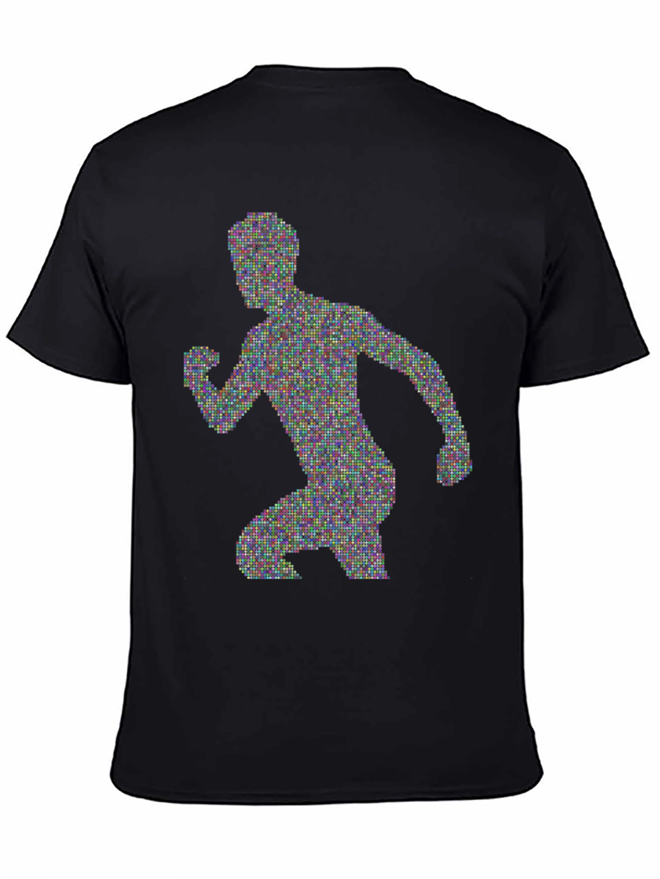 Pixelated Runner Graphic Tee - Black Cotton T-Shirt