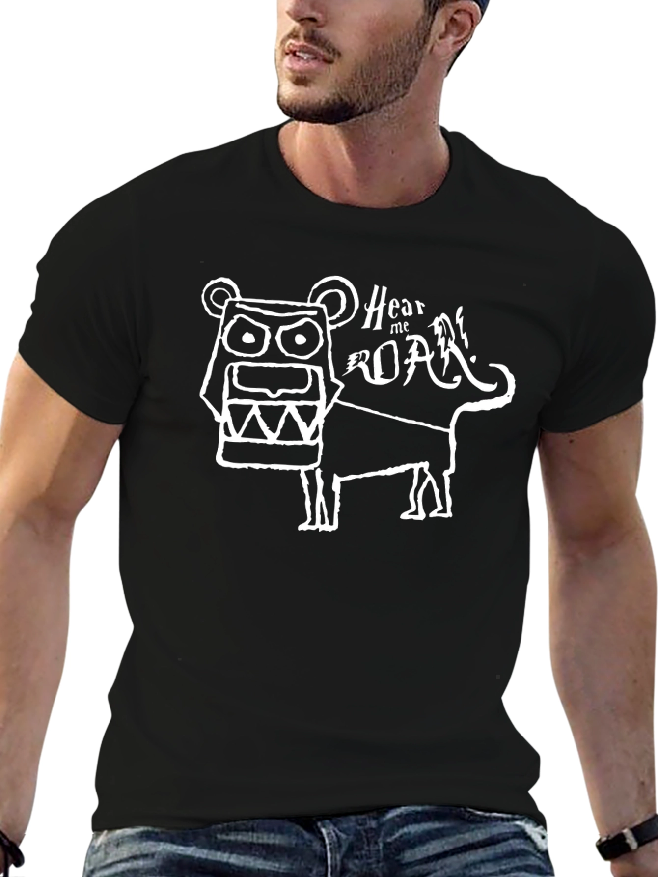 Hear Me Roar Graphic Tee - Mens Black T-Shirt