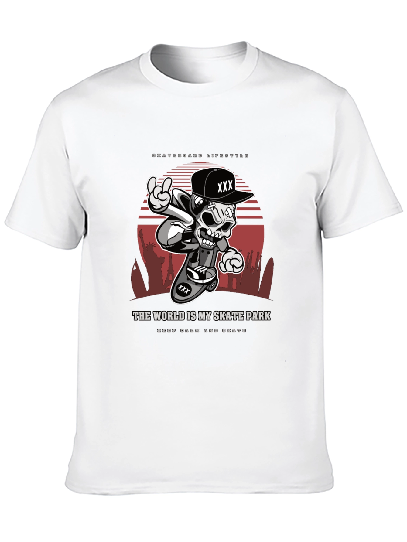 Skateboarding Lifestyle T-Shirt - Skull Design