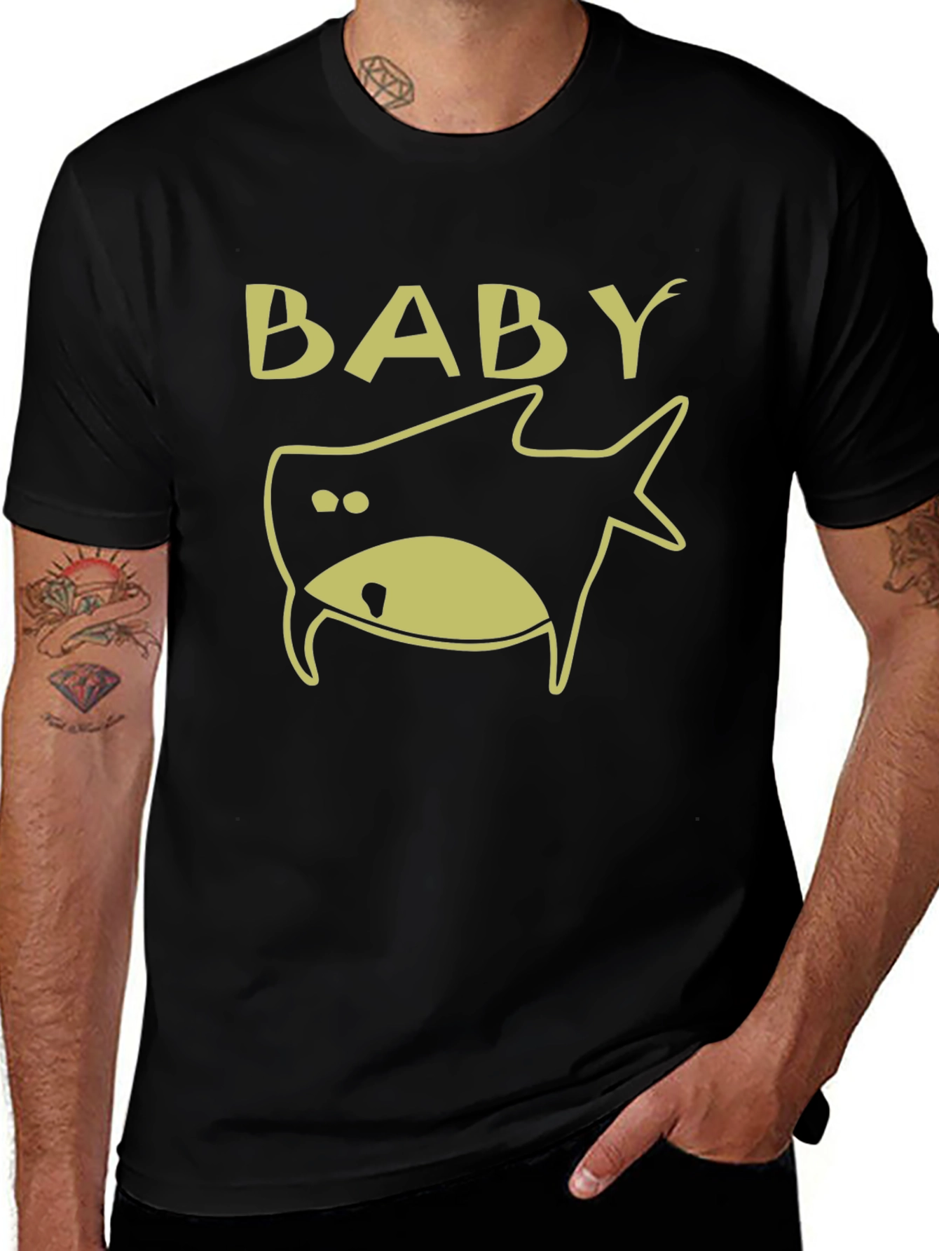 Baby Shark Graphic Tee - Black Cotton T-Shirt