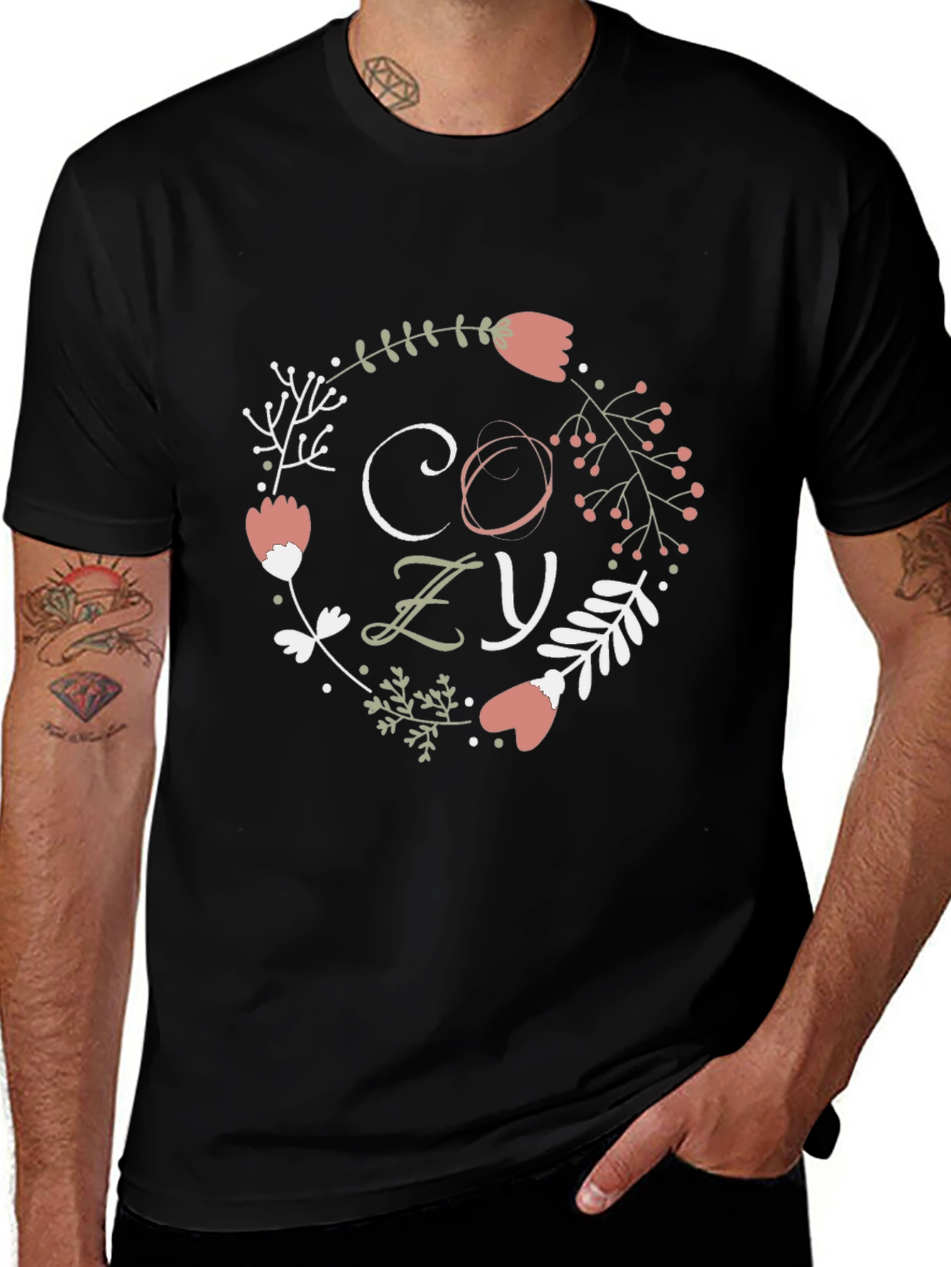 Cozy Floral Wreath Graphic Tee