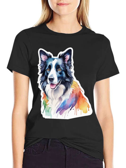 Dog Lovers Watercolor Border Collie Tee
