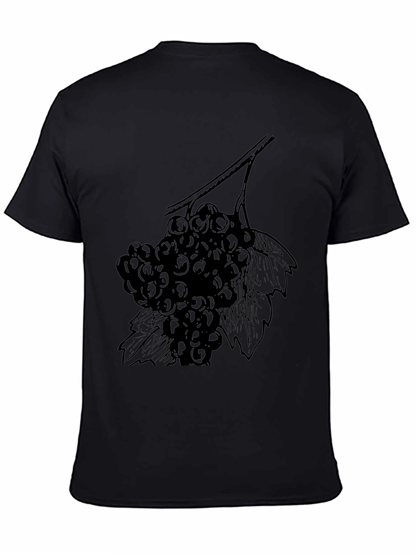 Black T-Shirt with Grape Vine Design