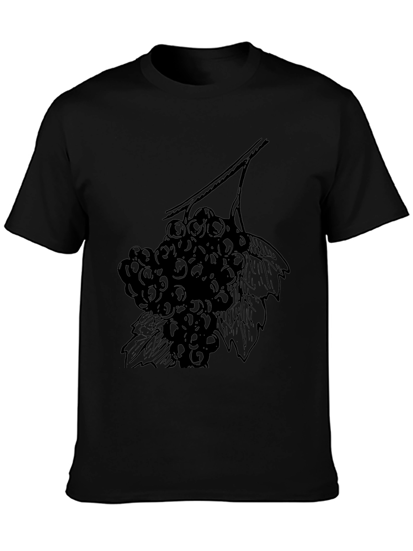 Black T-Shirt with Grape Vine Design