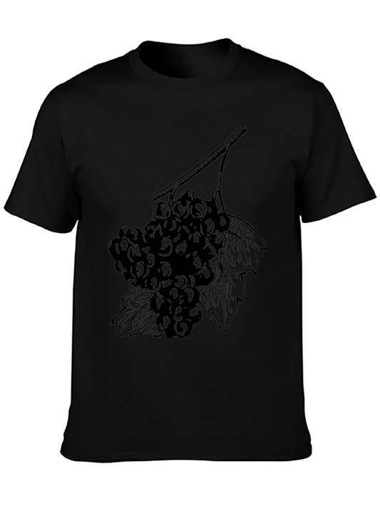 Black T-Shirt with Grape Vine Design
