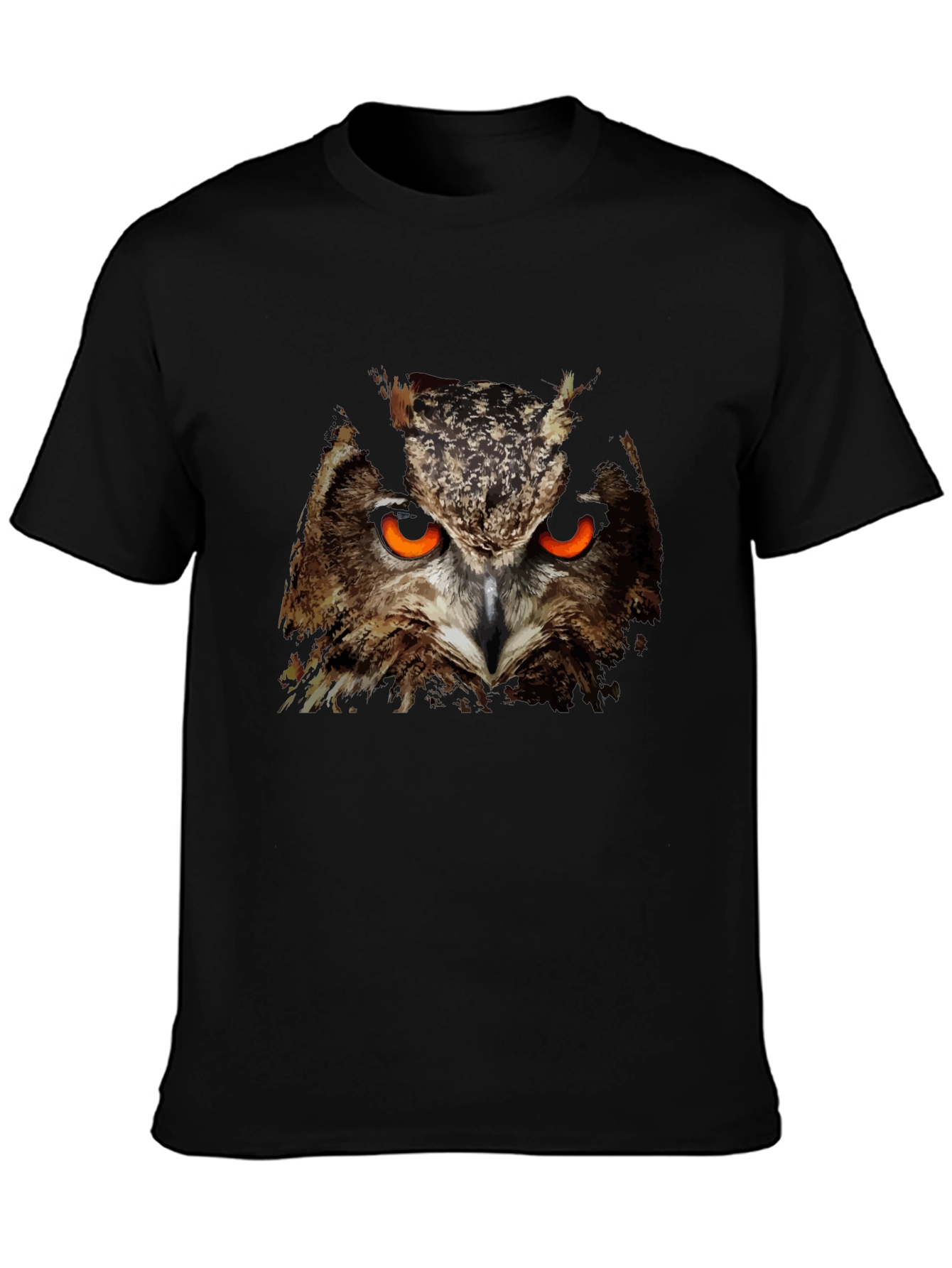 Mens Black Owl Graphic T-Shirt