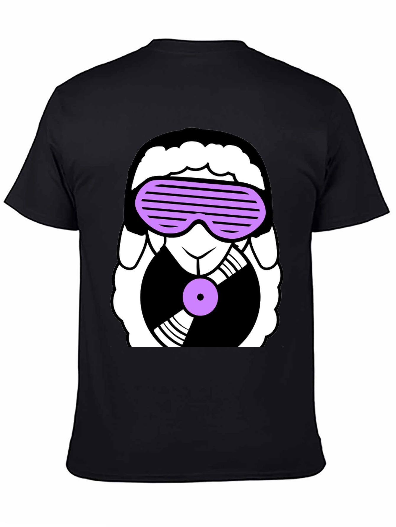 DJ Sheep Graphic Tee - Black Cotton T-Shirt