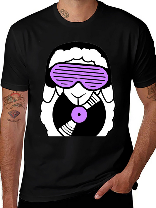 DJ Sheep Graphic Tee - Black Cotton T-Shirt