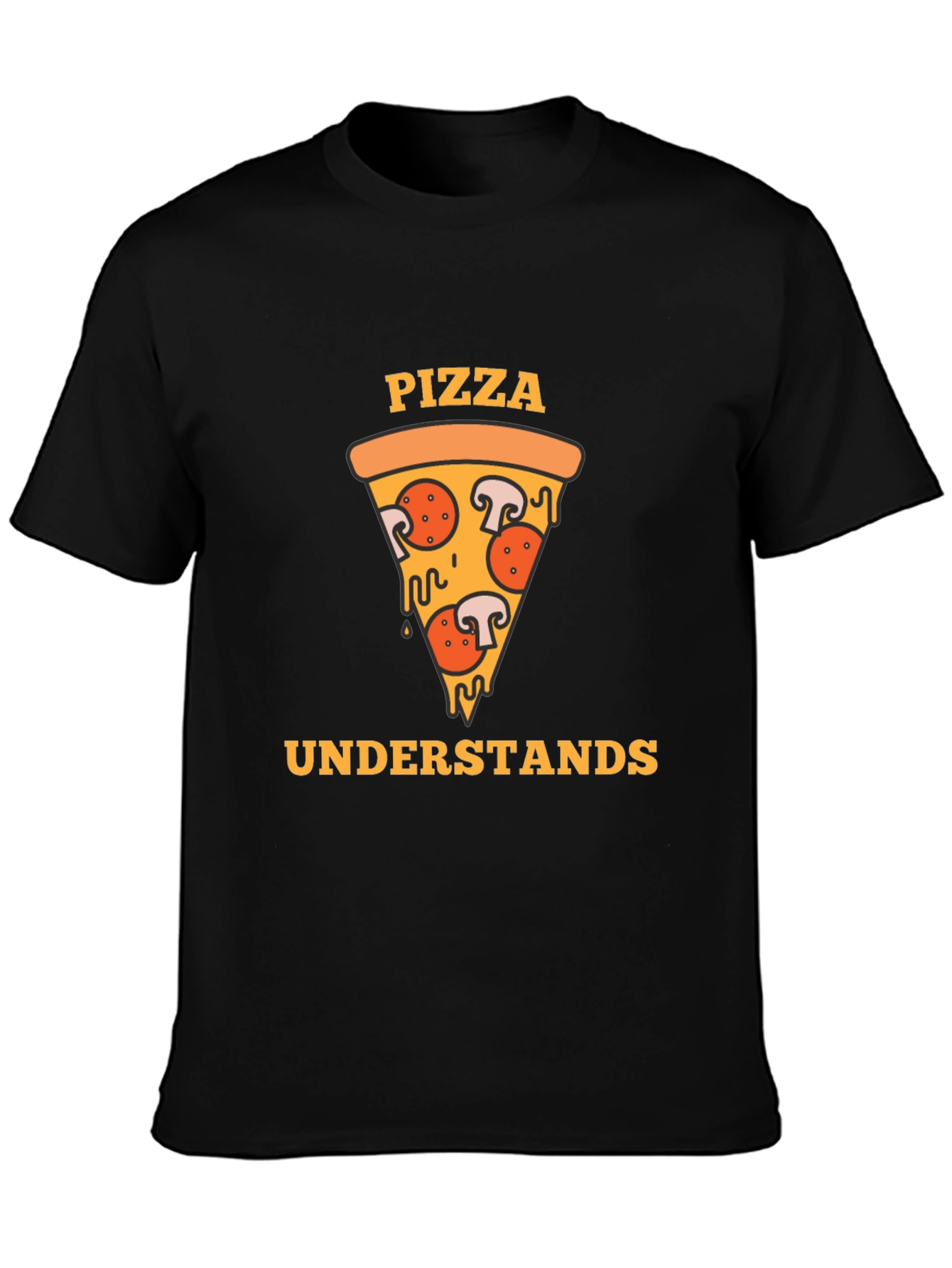 Pizza Understands Graphic Tee - Black T-Shirt