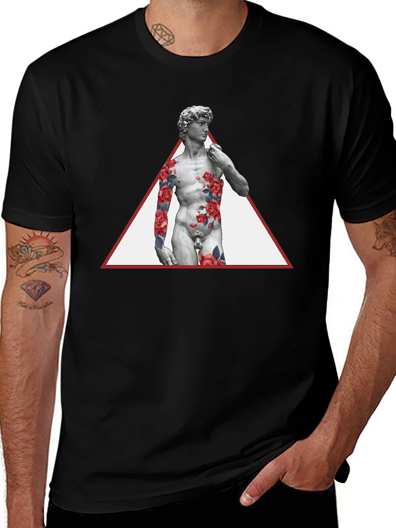 David Statue Floral Triangle Mens Tee