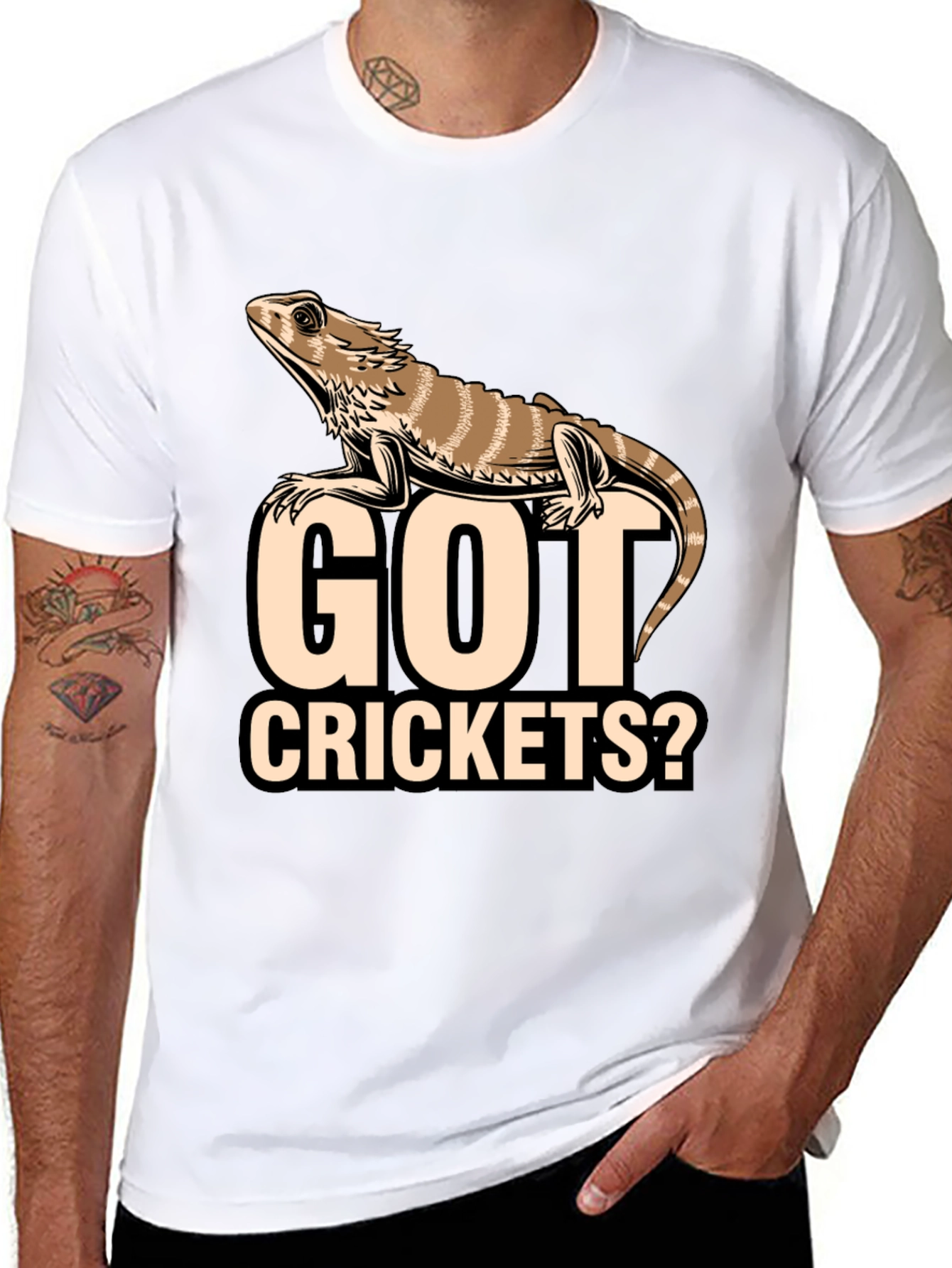 Got Crickets? Funny Bearded Dragon Lizard Pet Owner T-Shirt