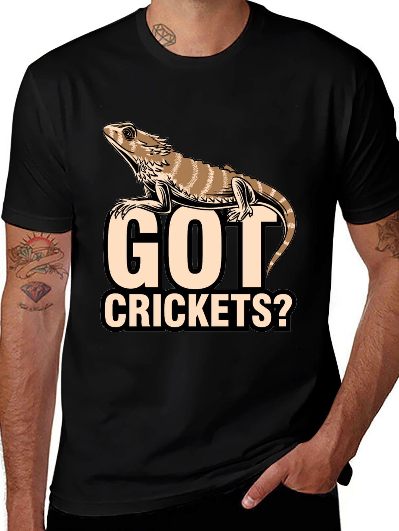 Got Crickets? Funny Bearded Dragon Lizard Pet Owner T-Shirt