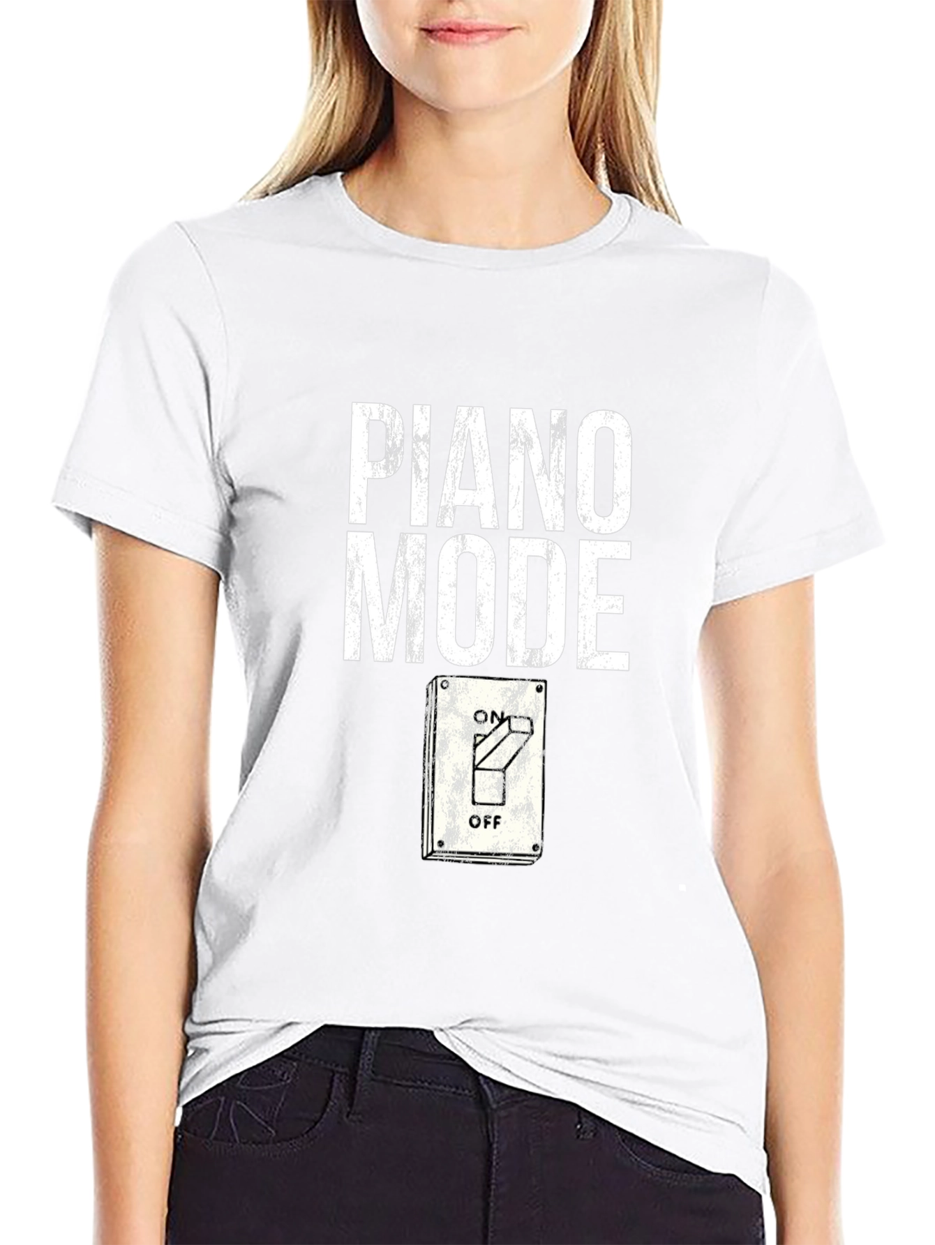 Piano Mode On/Off Graphic Tee - Music Lover T-Shirt
