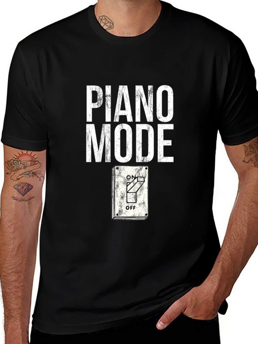 Piano Mode On/Off Graphic Tee - Music Lover T-Shirt
