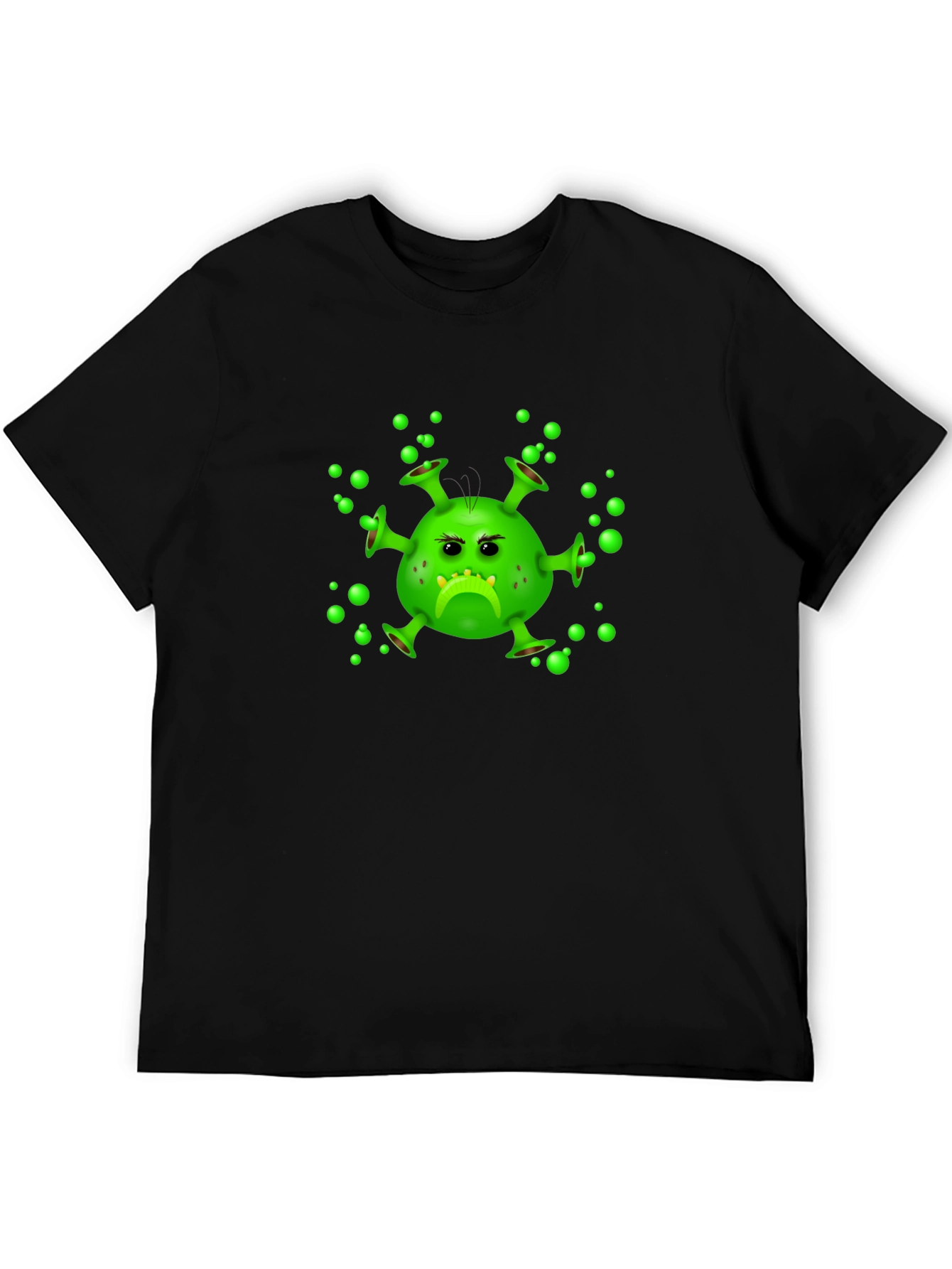 Funny Grumpy Virus Graphic Black T-Shirt