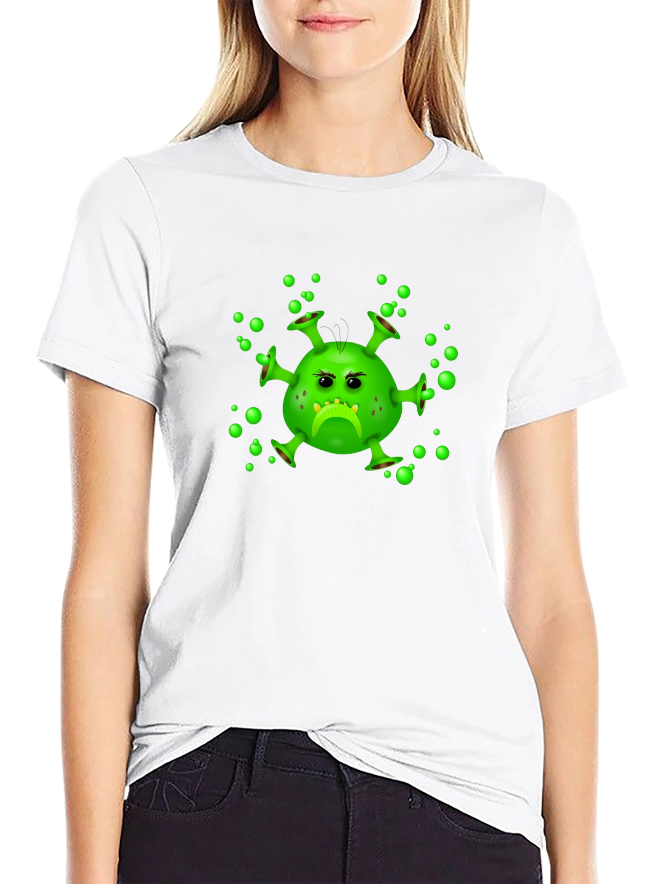 Funny Grumpy Virus Graphic Black T-Shirt