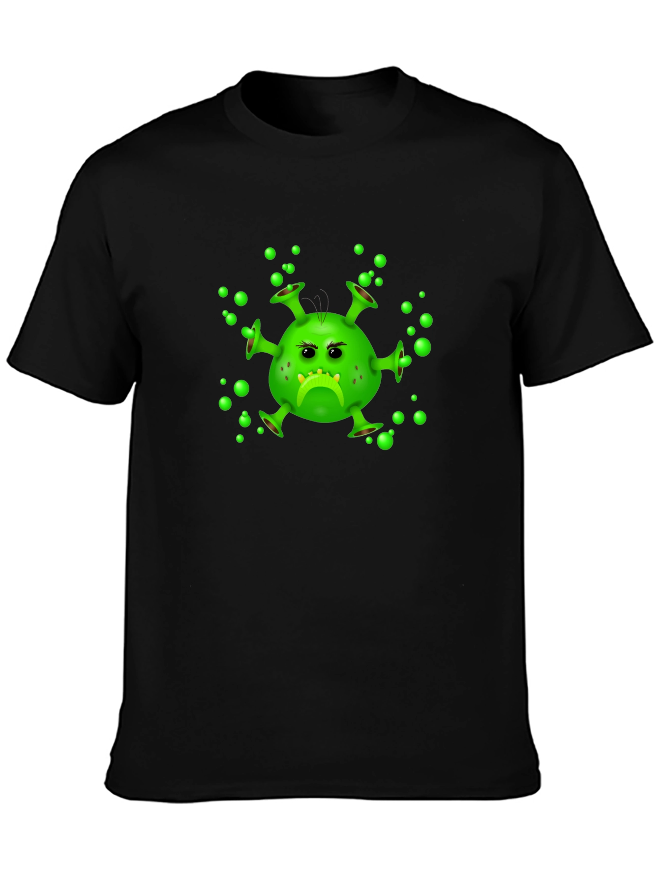 Funny Grumpy Virus Graphic Black T-Shirt