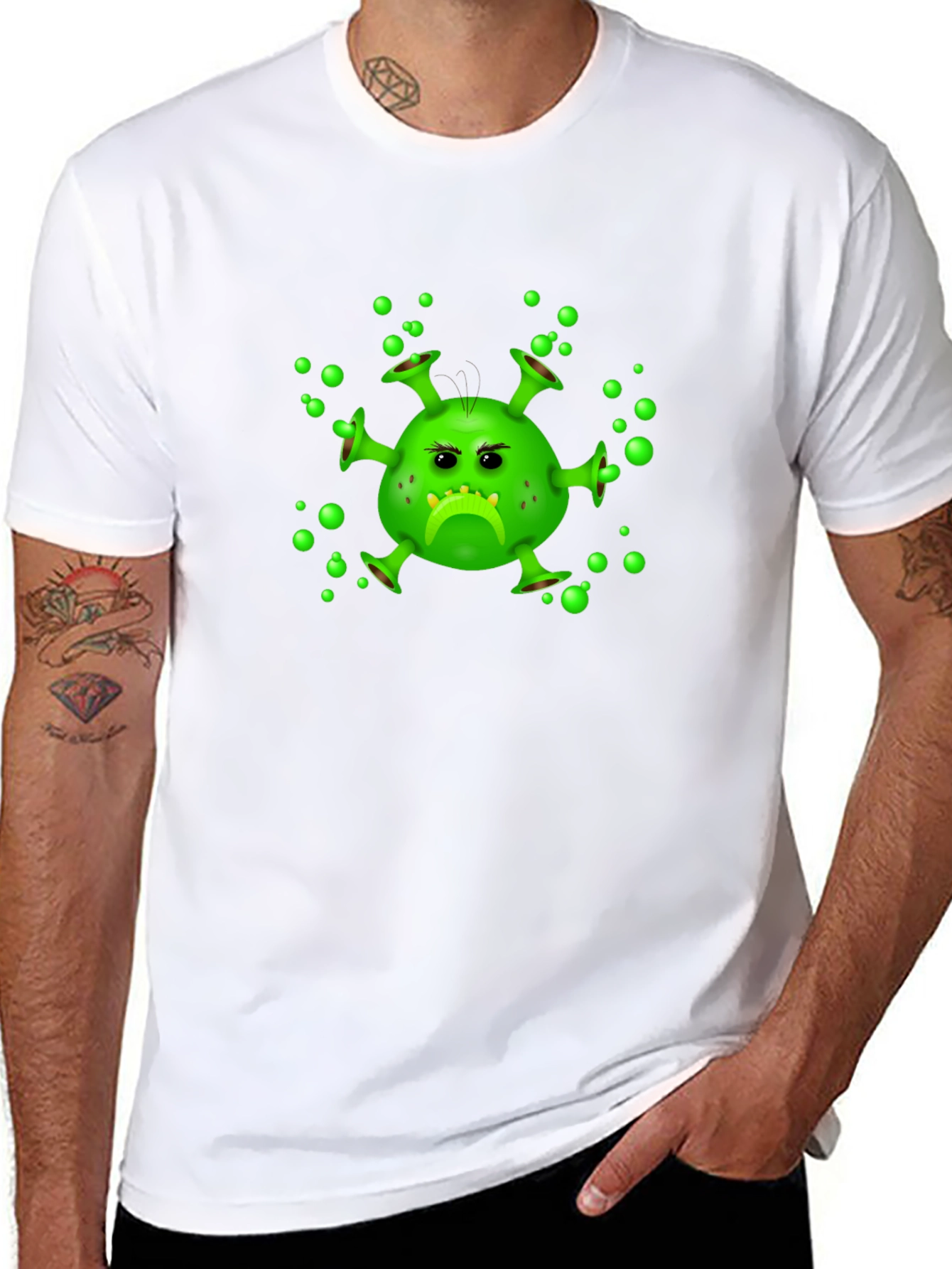 Funny Grumpy Virus Graphic Black T-Shirt