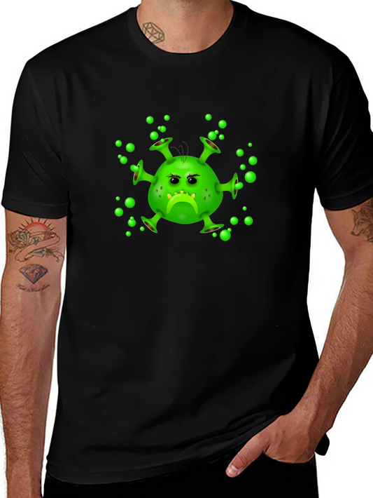Funny Grumpy Virus Graphic Black T-Shirt