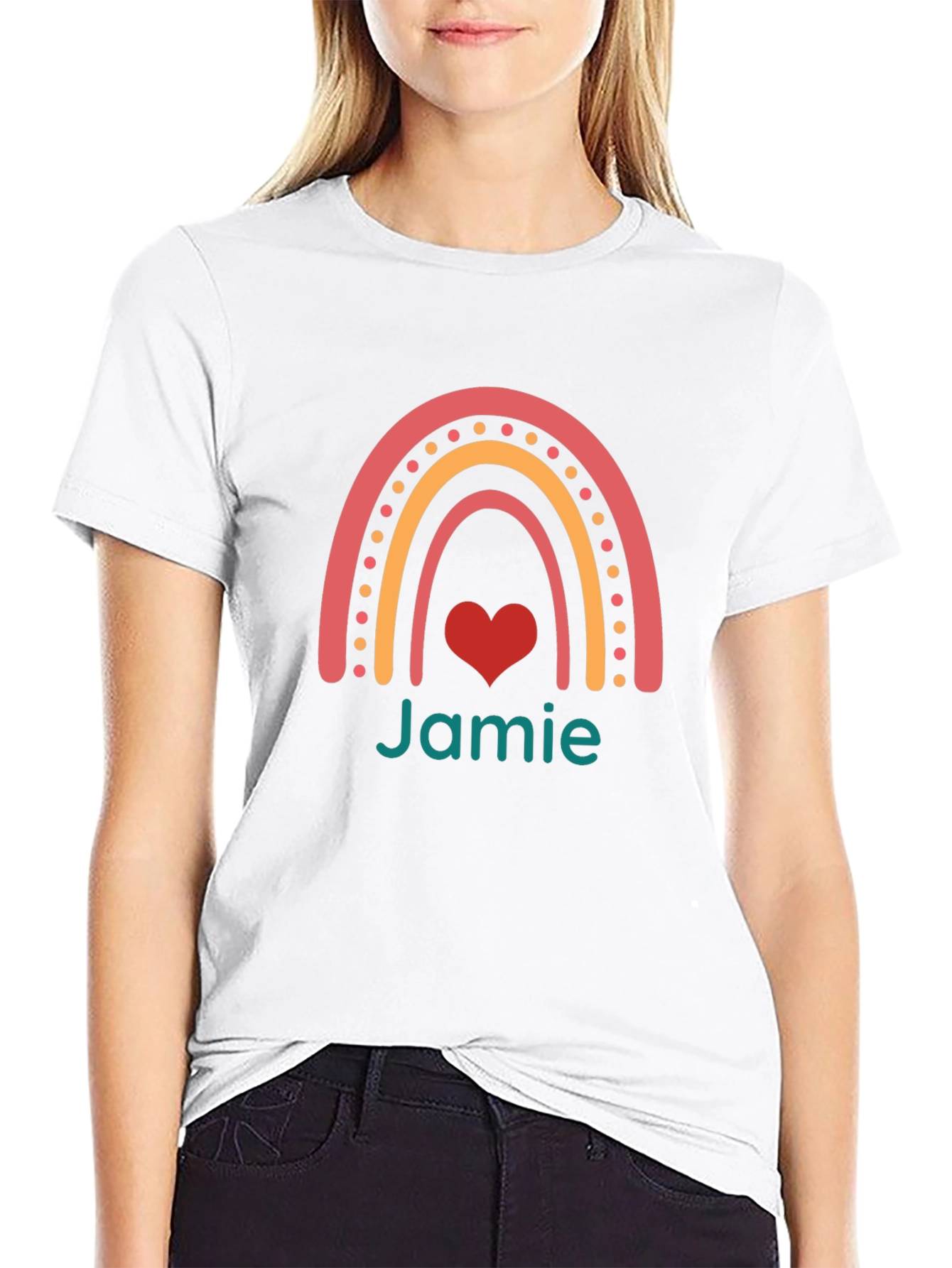 Heart Rainbow Personalized T-Shirt - Jamie