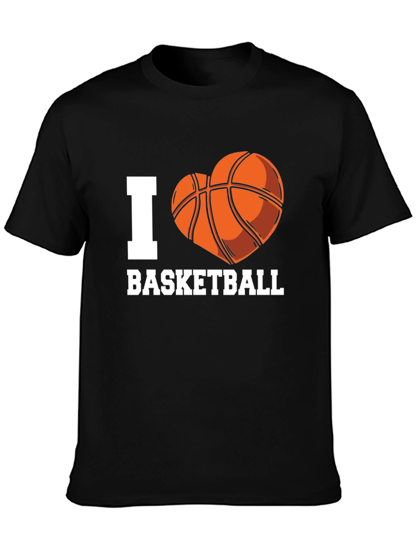 I Heart Basketball Graphic Tee - Black Cotton T-Shirt