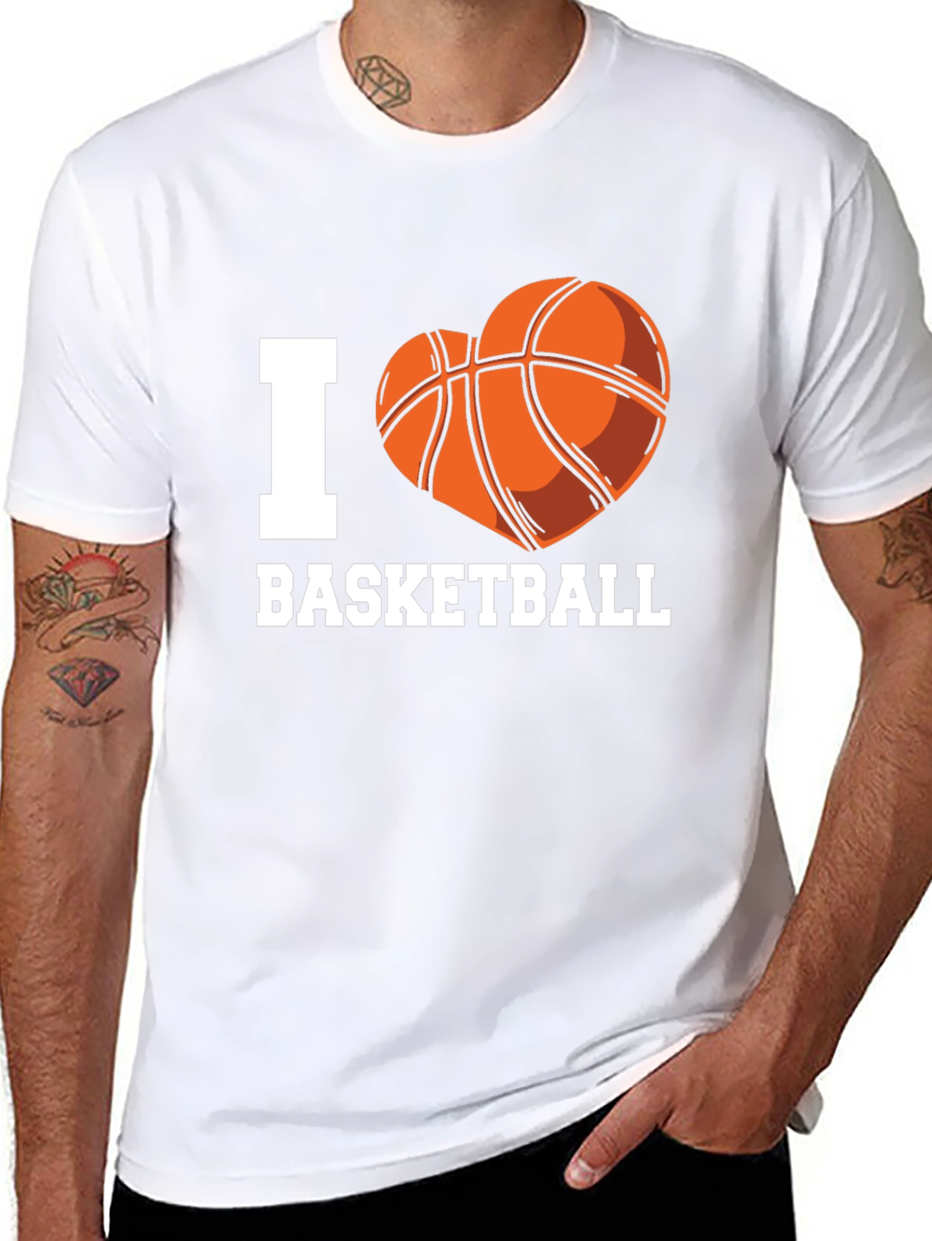 I Heart Basketball Graphic Tee - Black Cotton T-Shirt