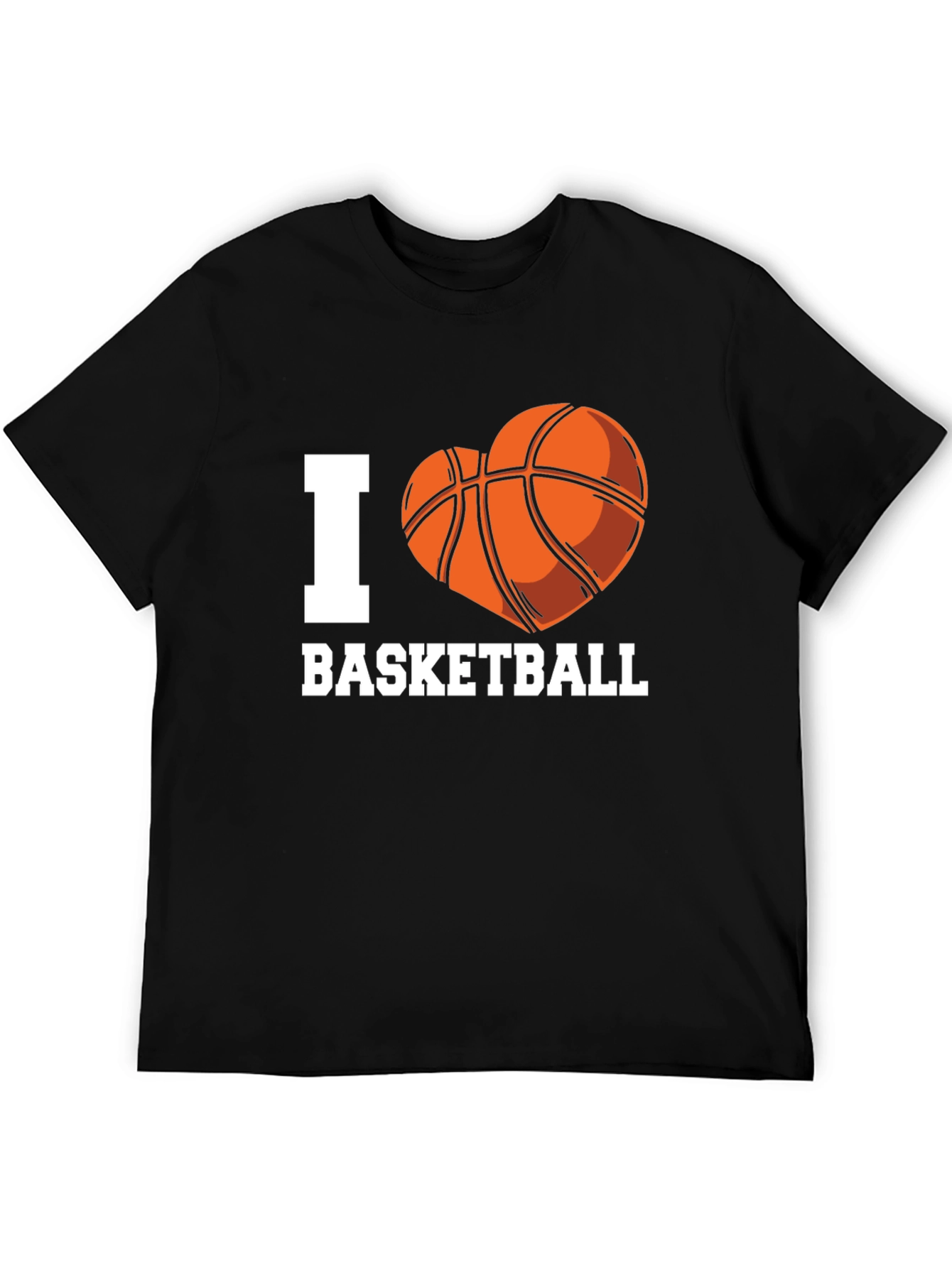 I Heart Basketball Graphic Tee - Black Cotton T-Shirt