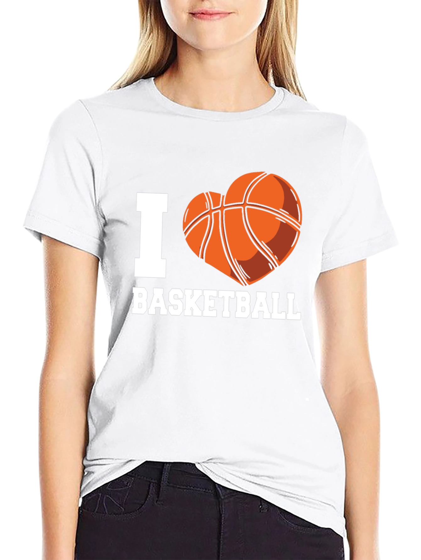 I Heart Basketball Graphic Tee - Black Cotton T-Shirt