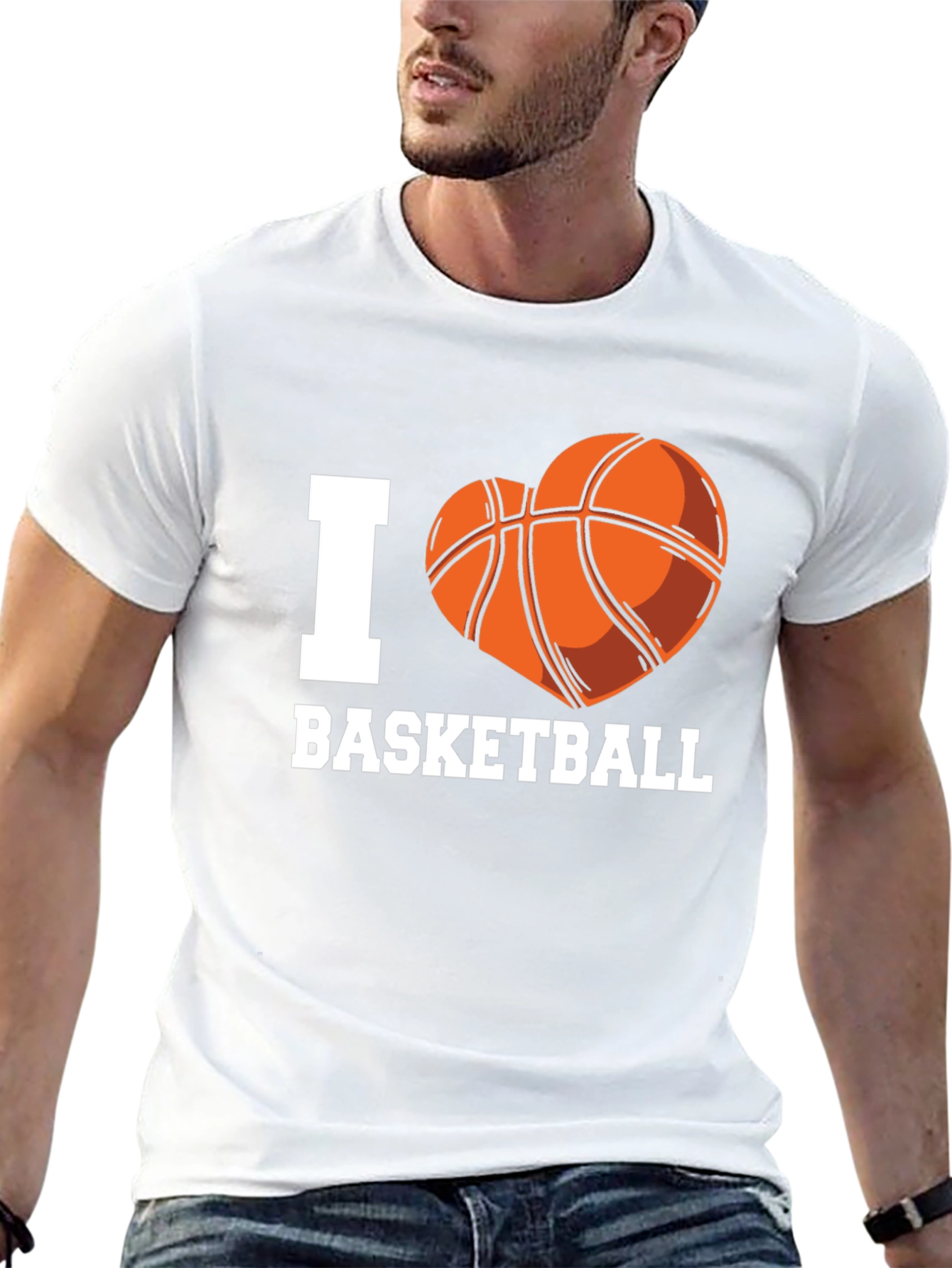 I Heart Basketball Graphic Tee - Black Cotton T-Shirt