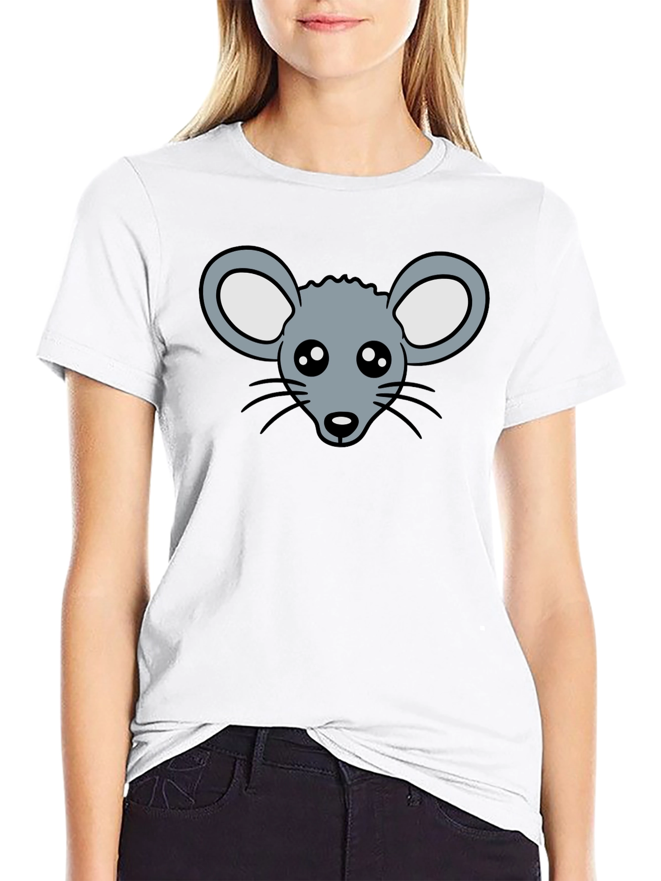 Cute Mouse Graphic T-Shirt - Black Cotton Tee