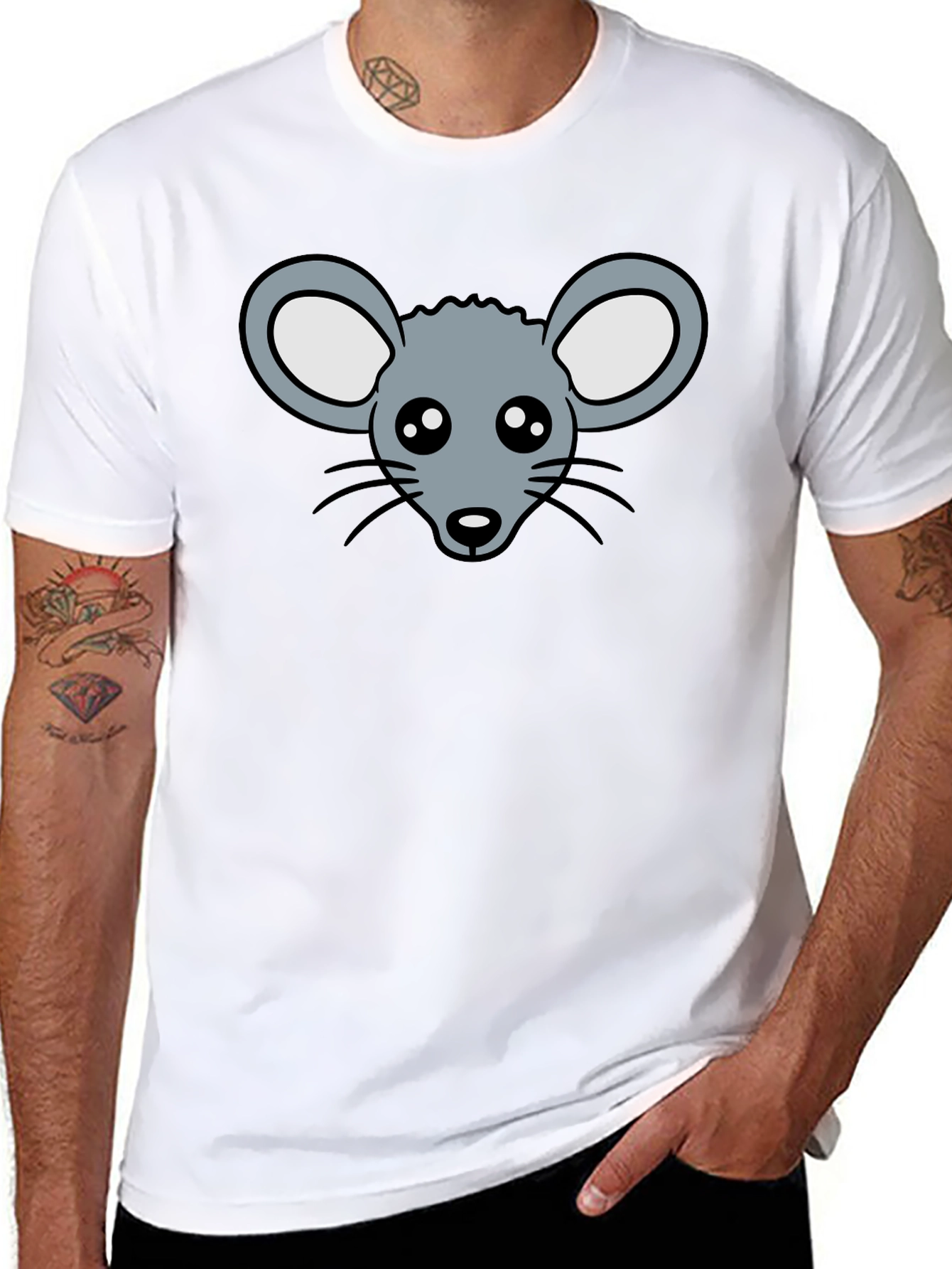 Cute Mouse Graphic T-Shirt - Black Cotton Tee