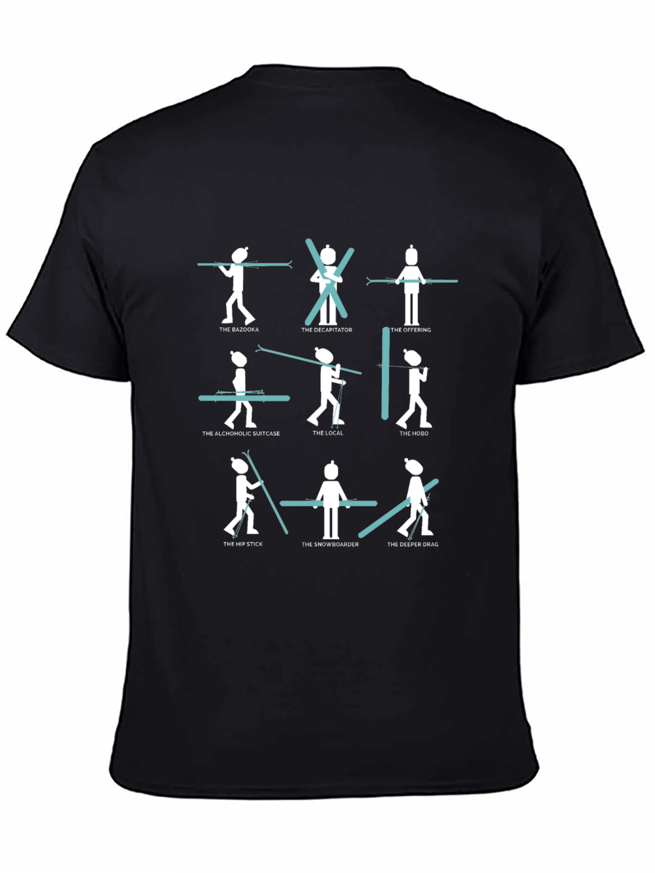 Funny Skiing T-Shirt - 9 Ski Styles Graphic Tee