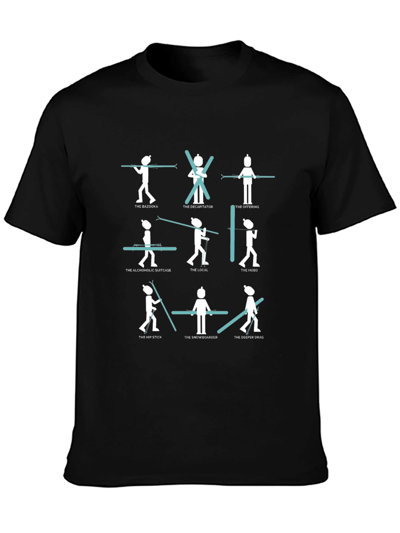 Funny Skiing T-Shirt - 9 Ski Styles Graphic Tee