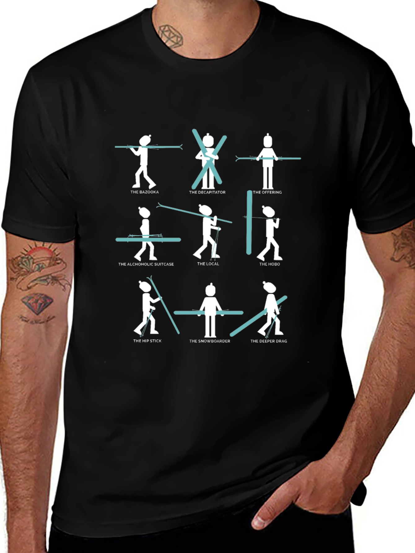 Funny Skiing T-Shirt - 9 Ski Styles Graphic Tee