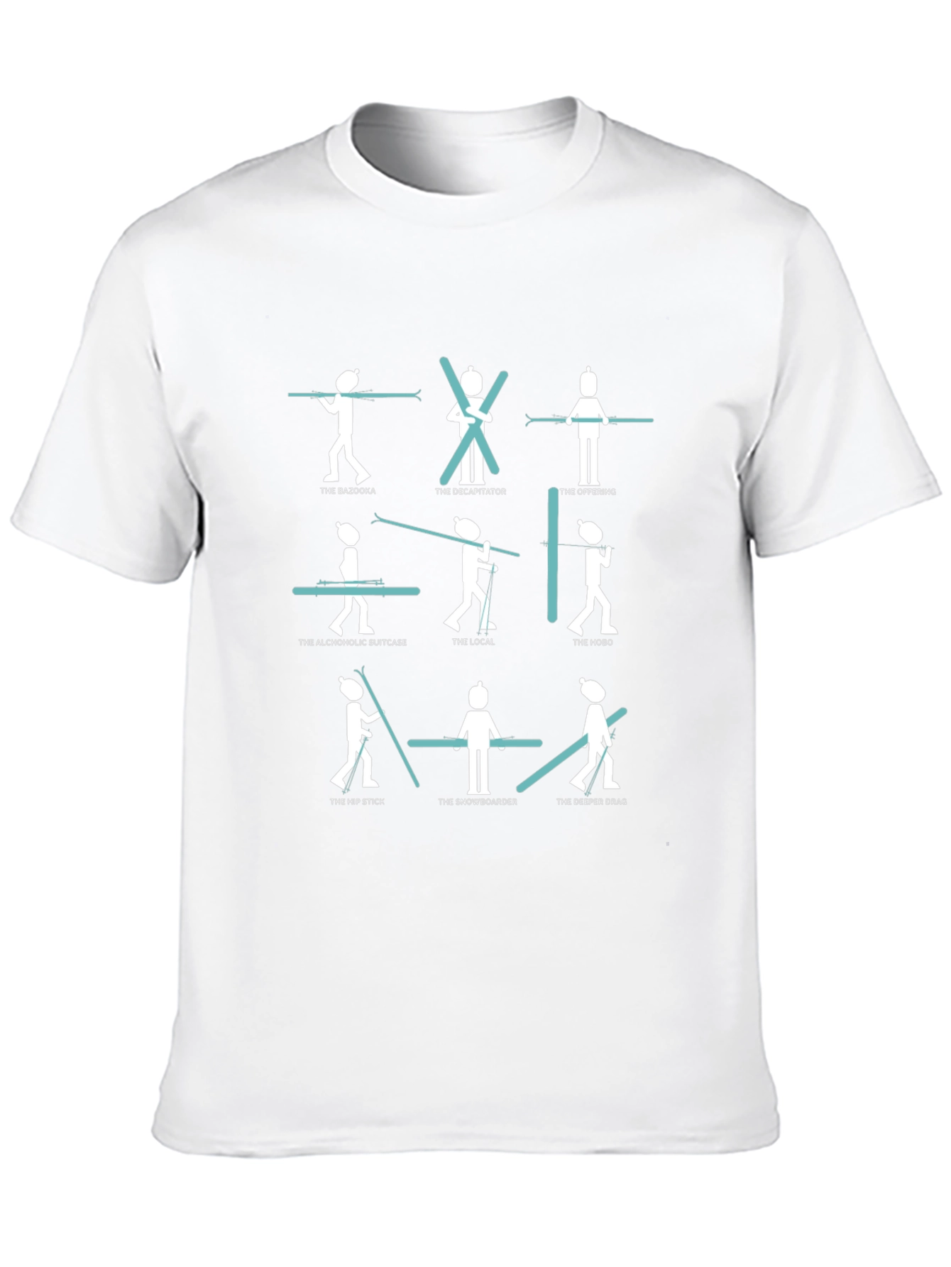 Funny Skiing T-Shirt - 9 Ski Styles Graphic Tee