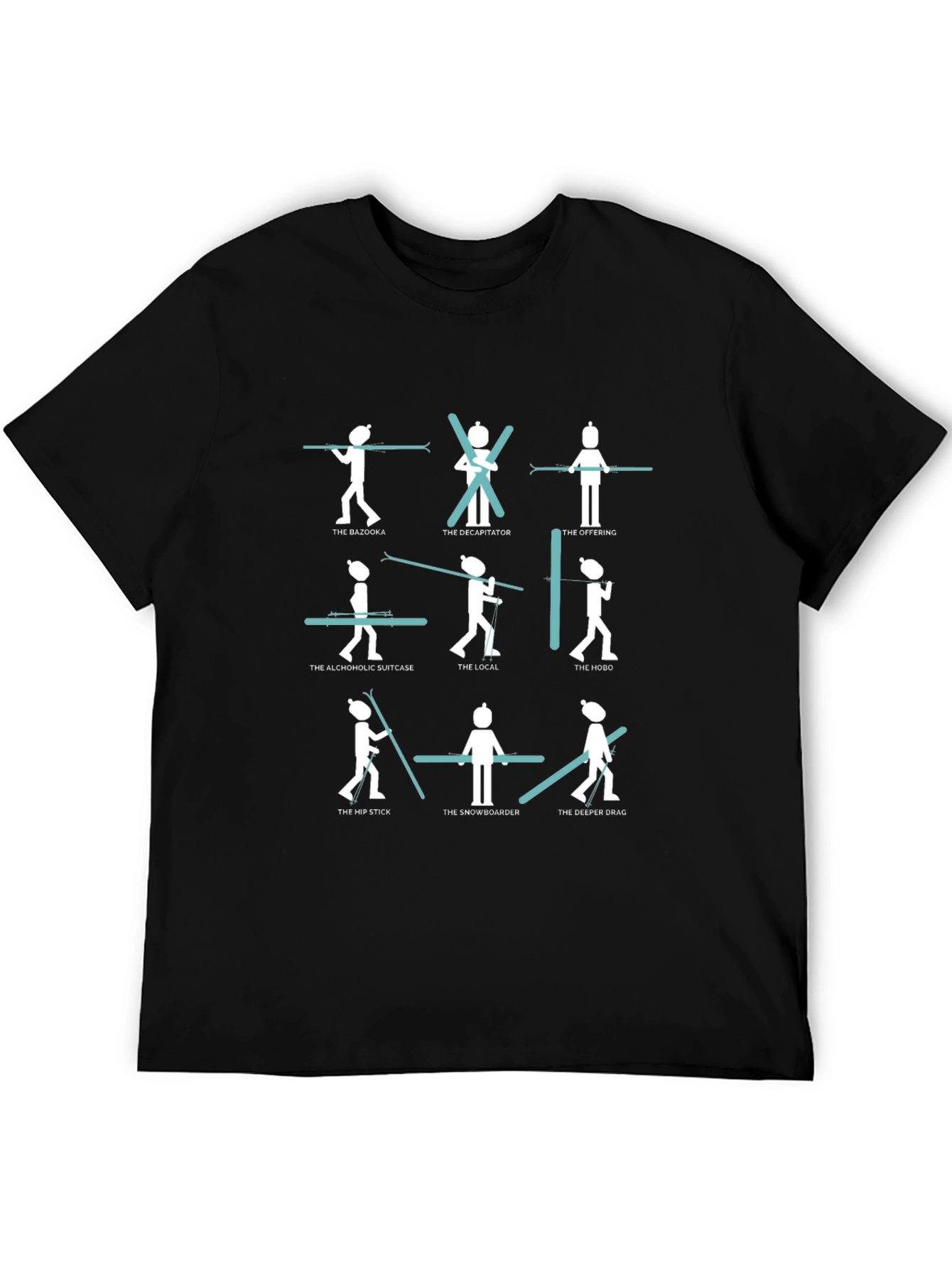 Funny Skiing T-Shirt - 9 Ski Styles Graphic Tee