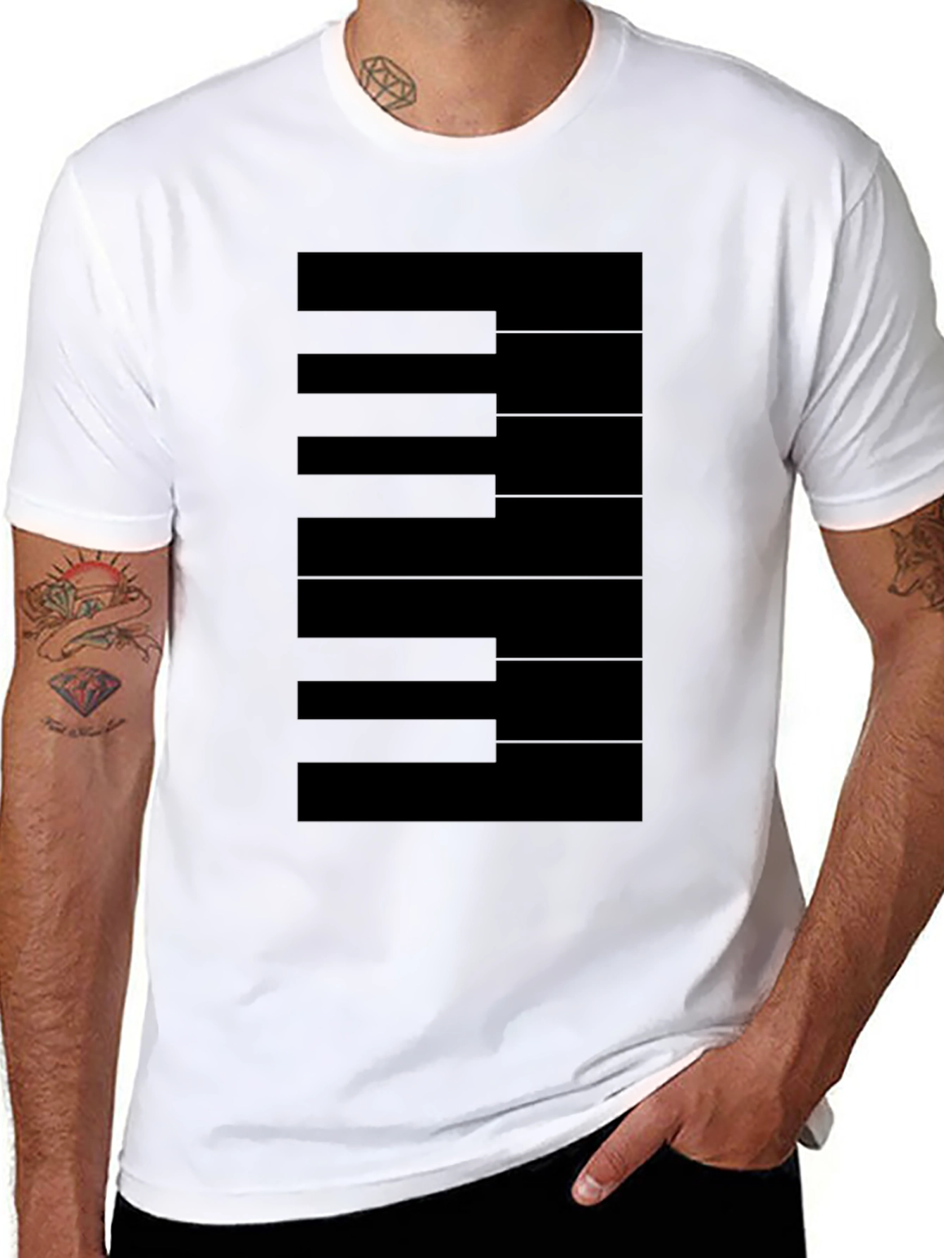Piano Keys Graphic Black T-Shirt