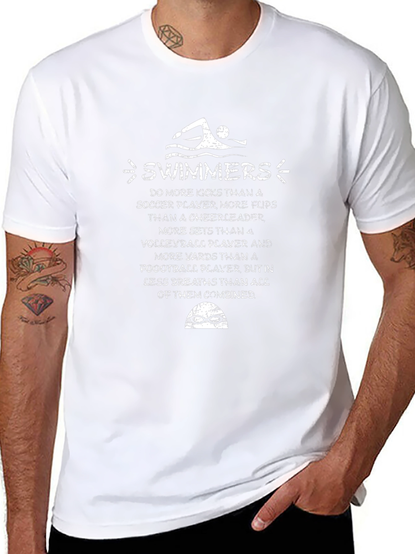 Swimmers T-Shirt: Do More Kicks Funny Swimming Tee