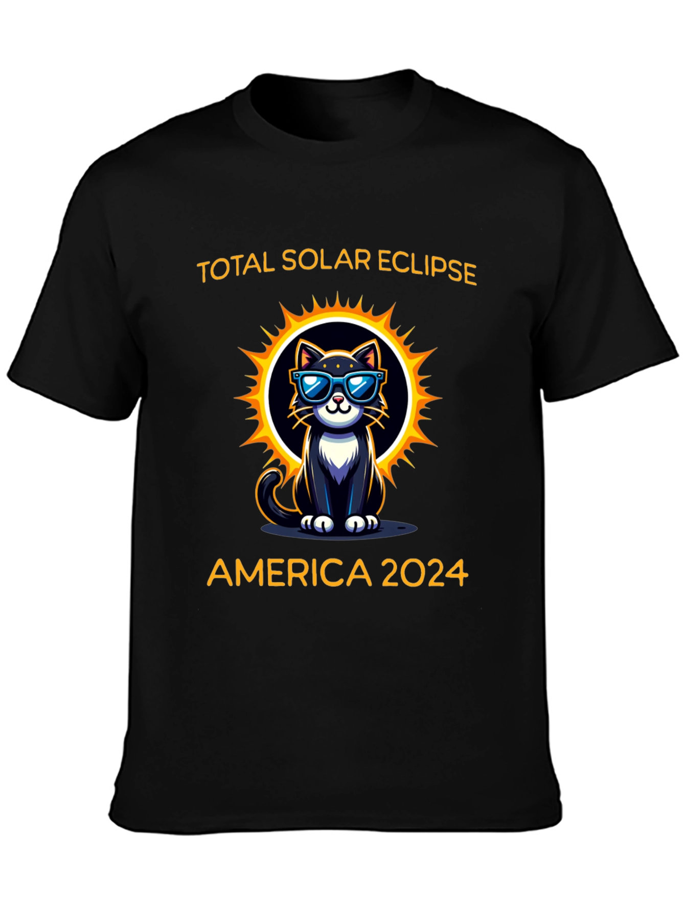 Total Solar Eclipse 2024 Cat Graphic T-Shirt