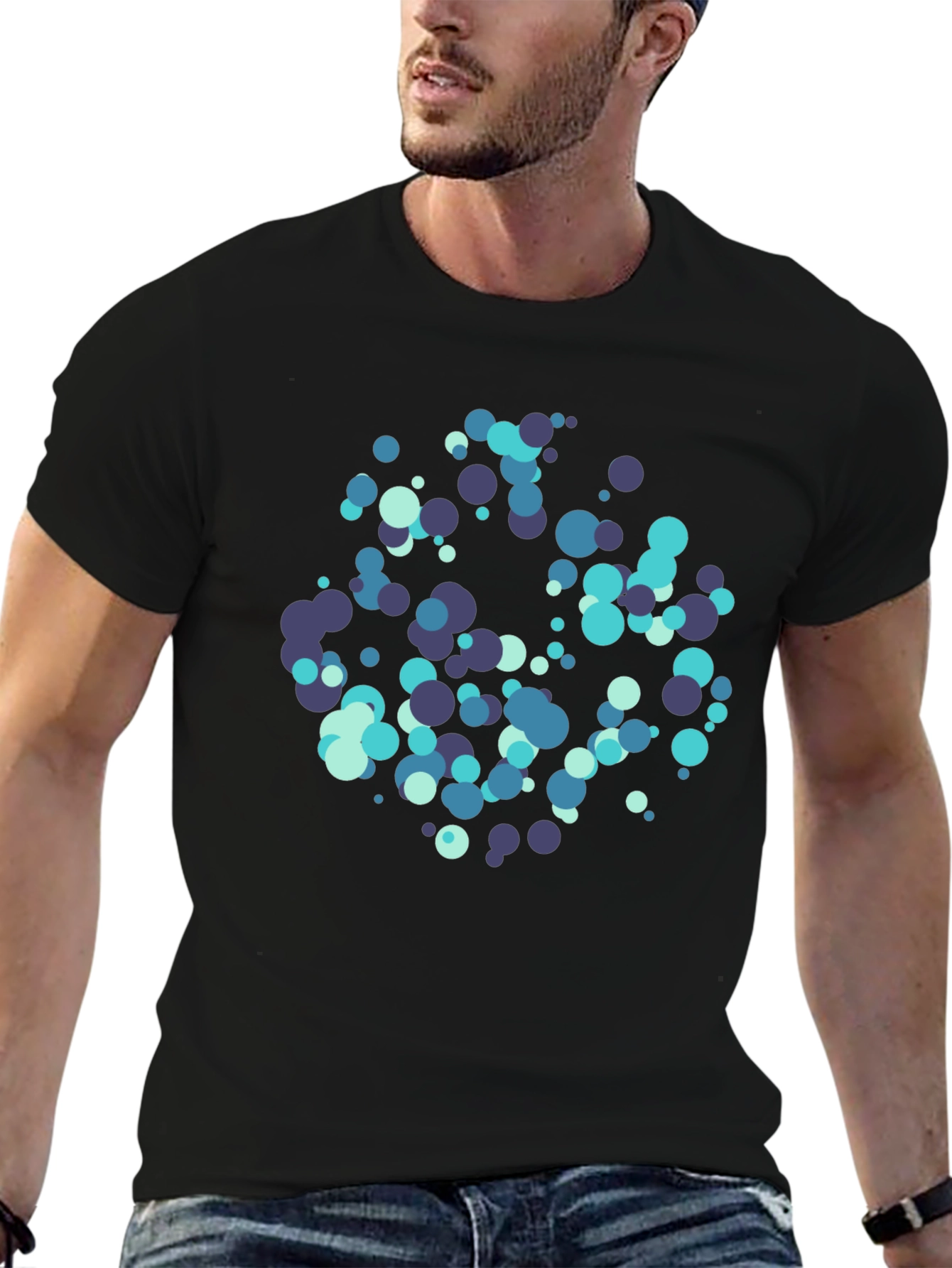 Modern Circles Graphic Black T-Shirt
