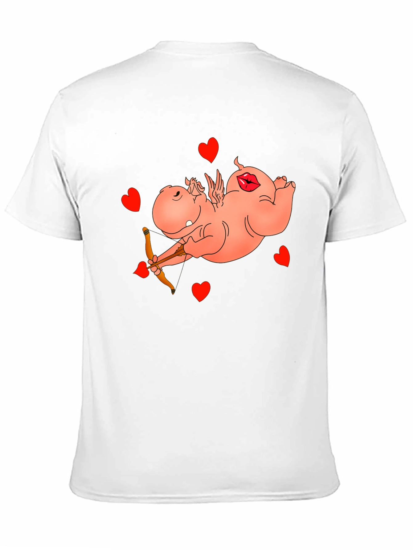 Cupid Hippo Graphic Tee - Funny Valentines Day Shirt