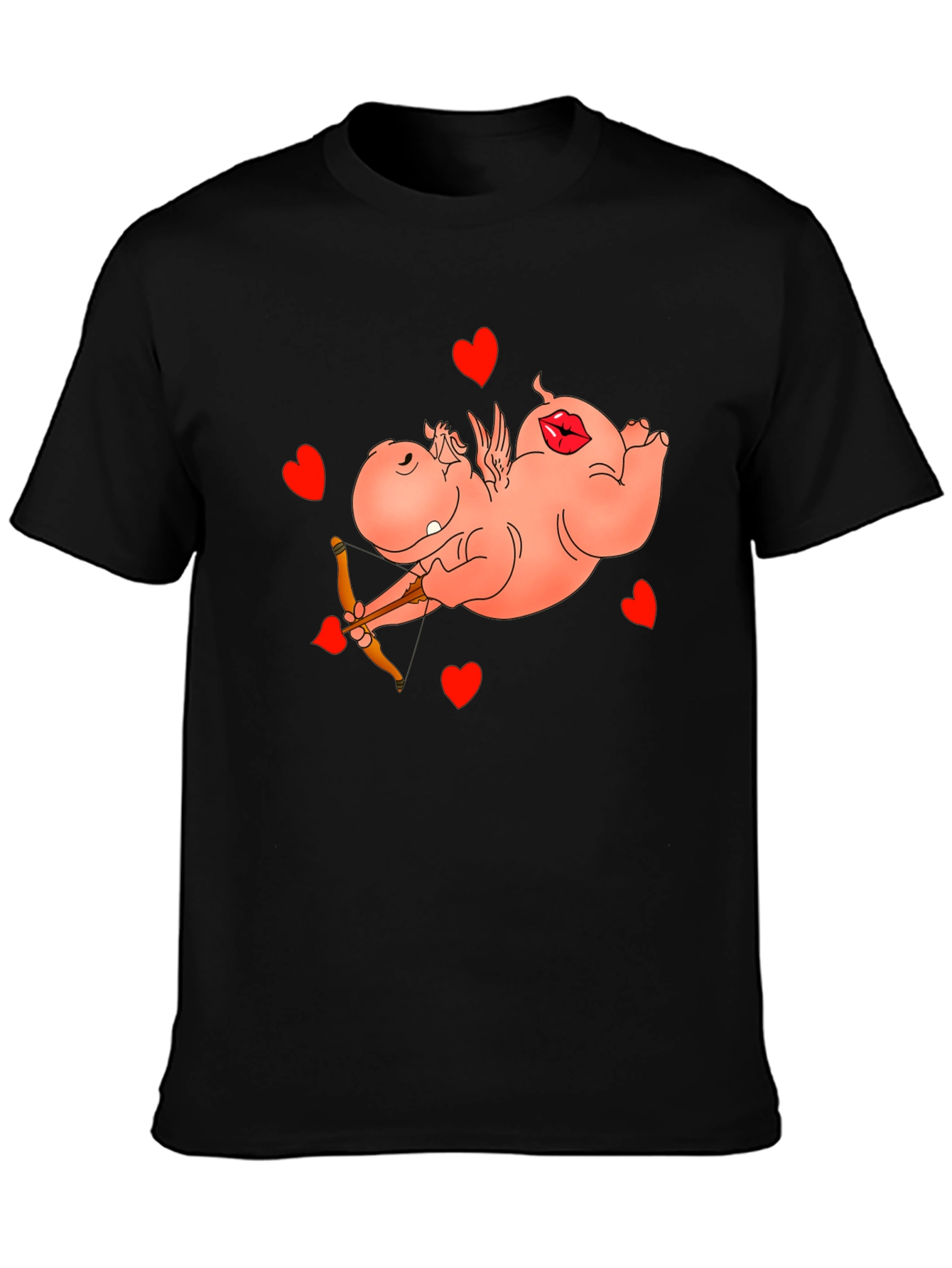 Cupid Hippo Graphic Tee - Funny Valentines Day Shirt