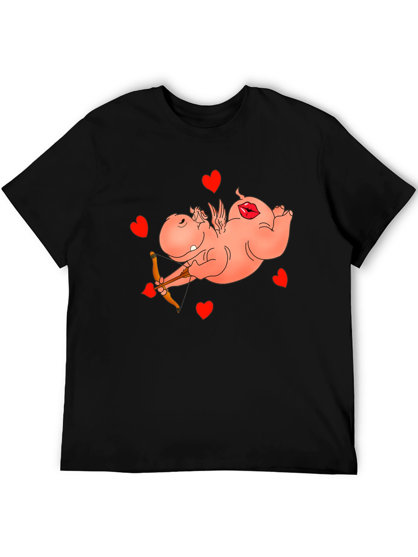 Cupid Hippo Graphic Tee - Funny Valentines Day Shirt